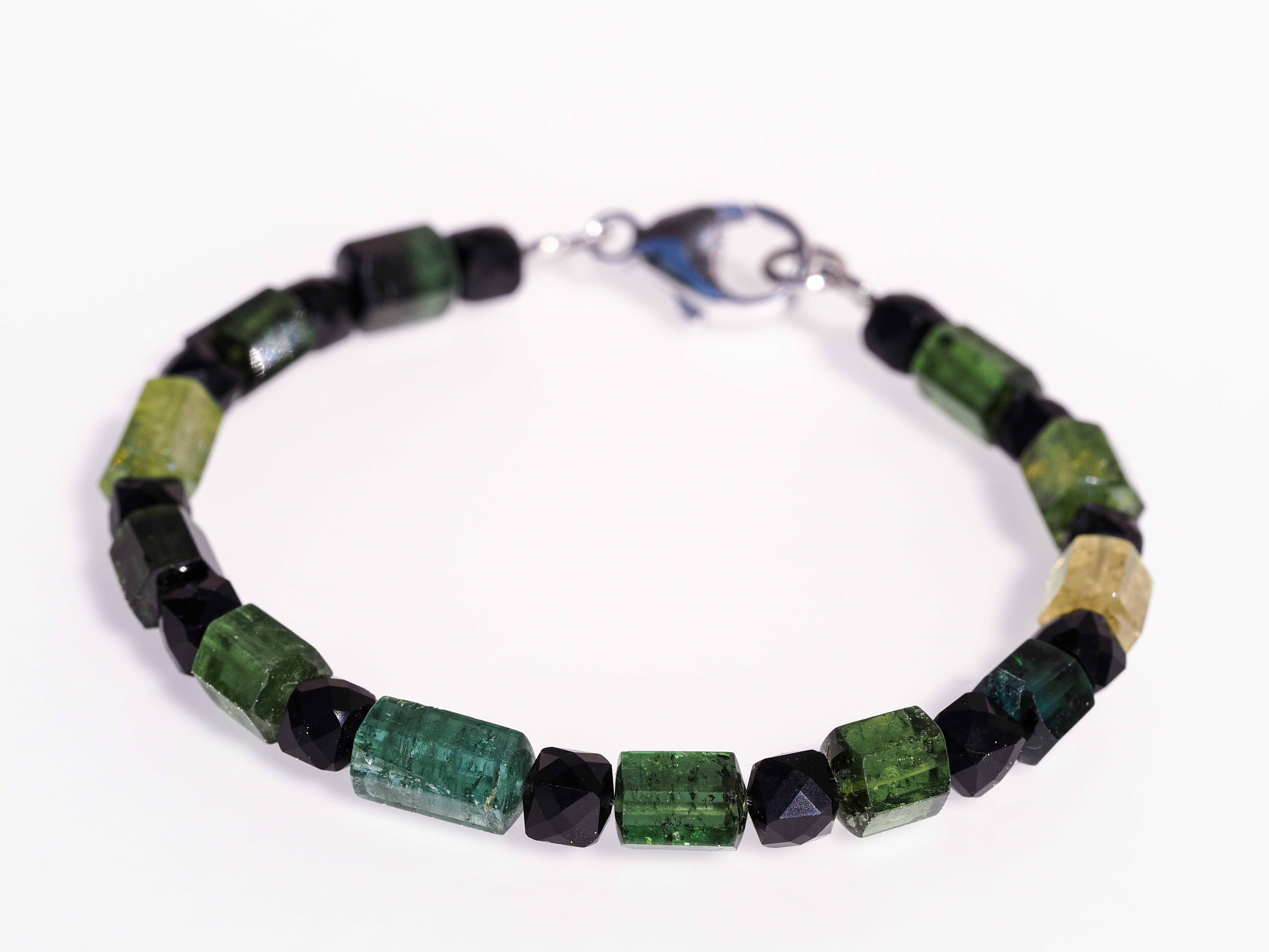 Exklusives grünes Turmalin Armband mit 925 Silber Unikat - elstardesign