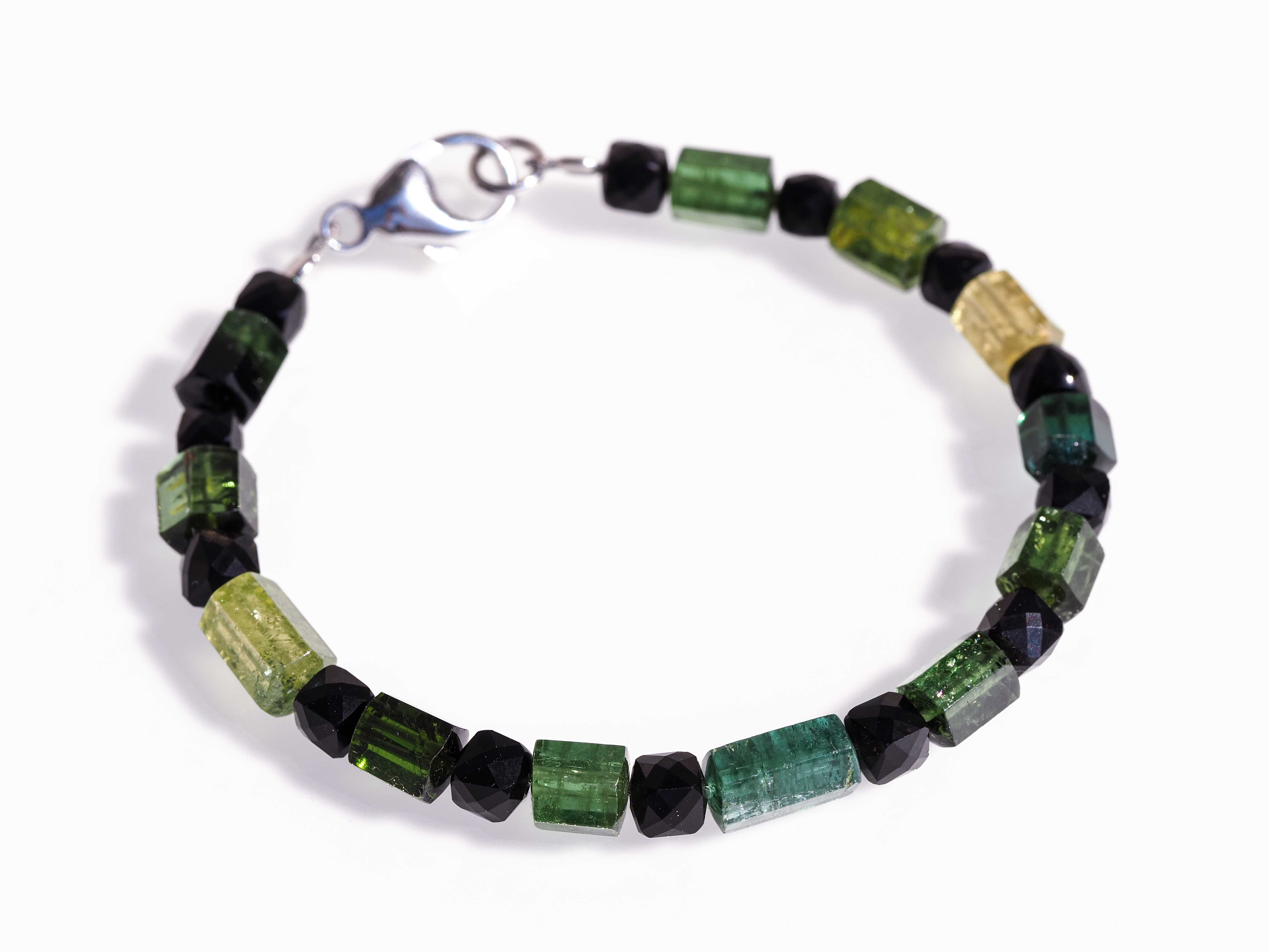 Exklusives grünes Turmalin Armband mit 925 Silber Unikat - elstardesign