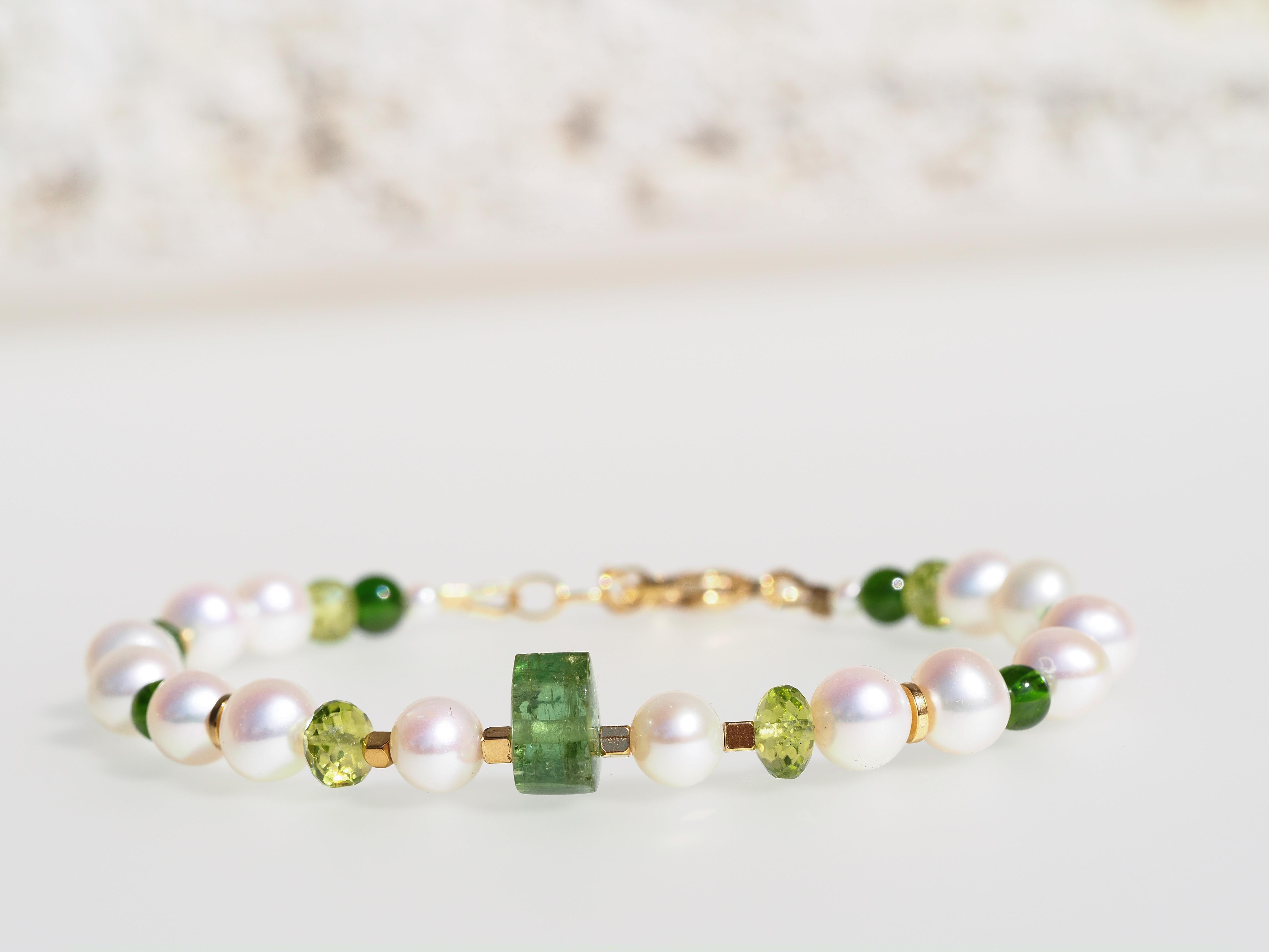 Perlen Armband mit Turmalin und Gold filled Verschluss - elstardesign