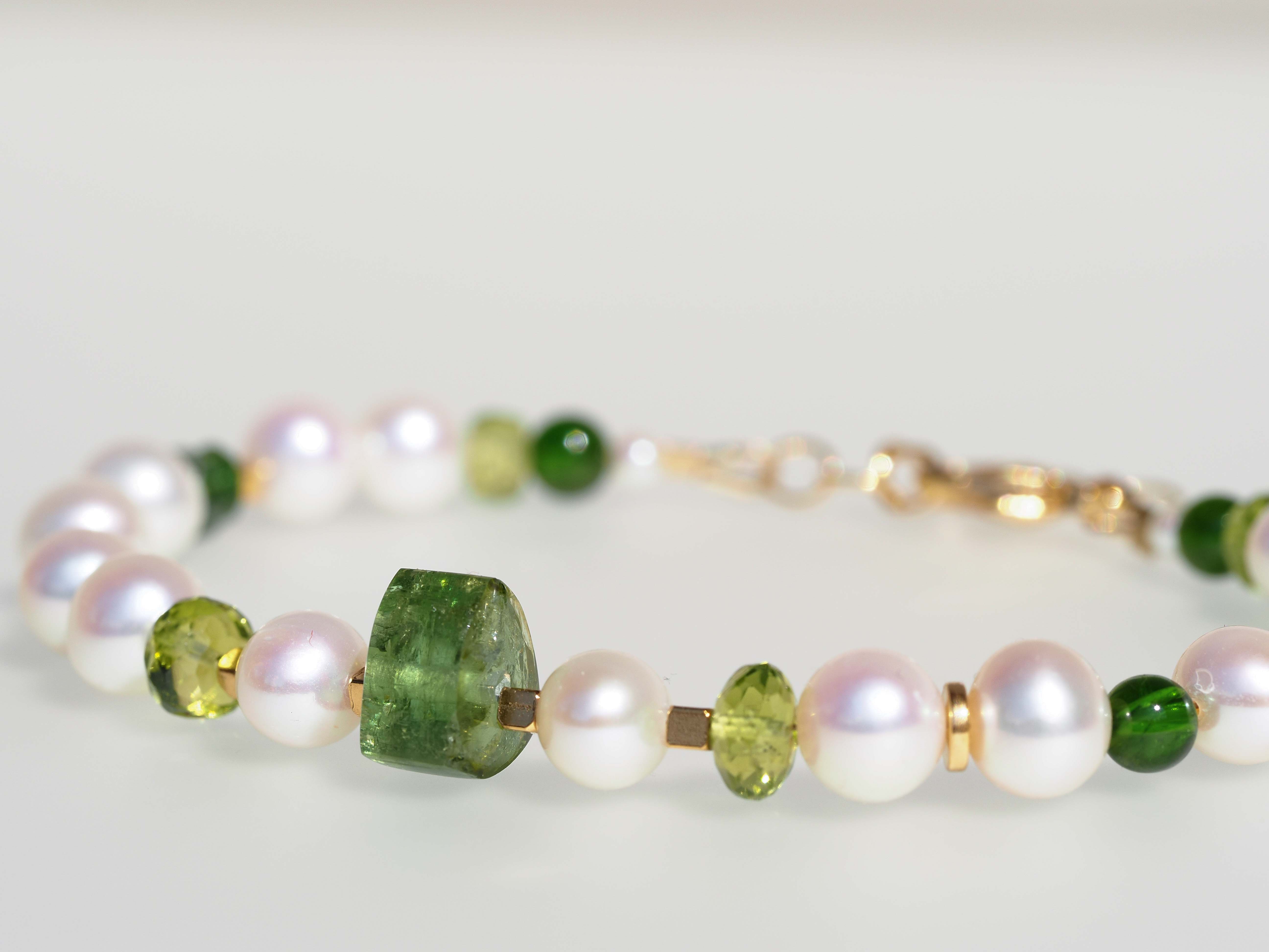 Perlen Armband mit Turmalin und Gold filled Verschluss - elstardesign