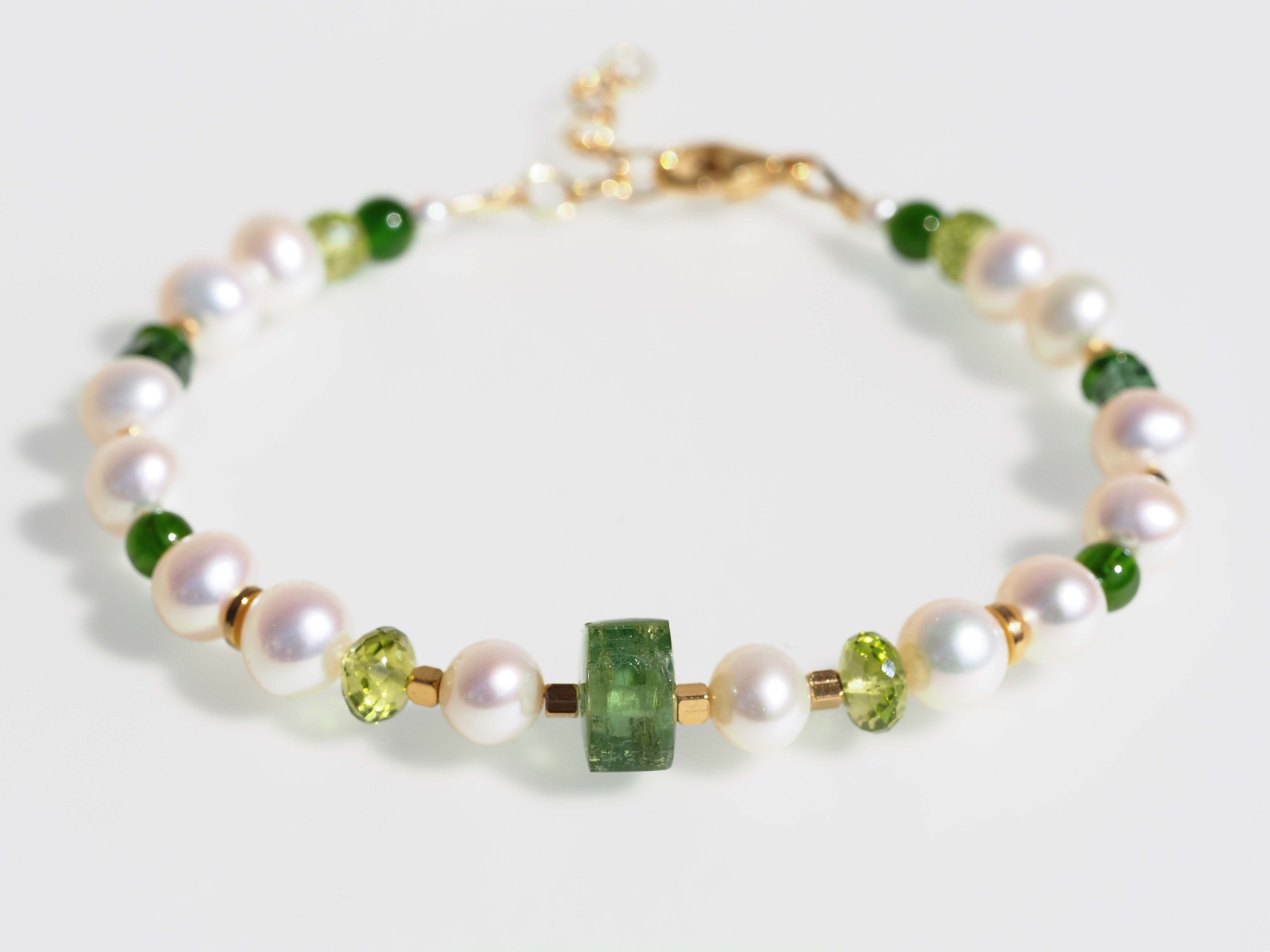 Perlen Armband mit Turmalin und Gold filled Verschluss - elstardesign