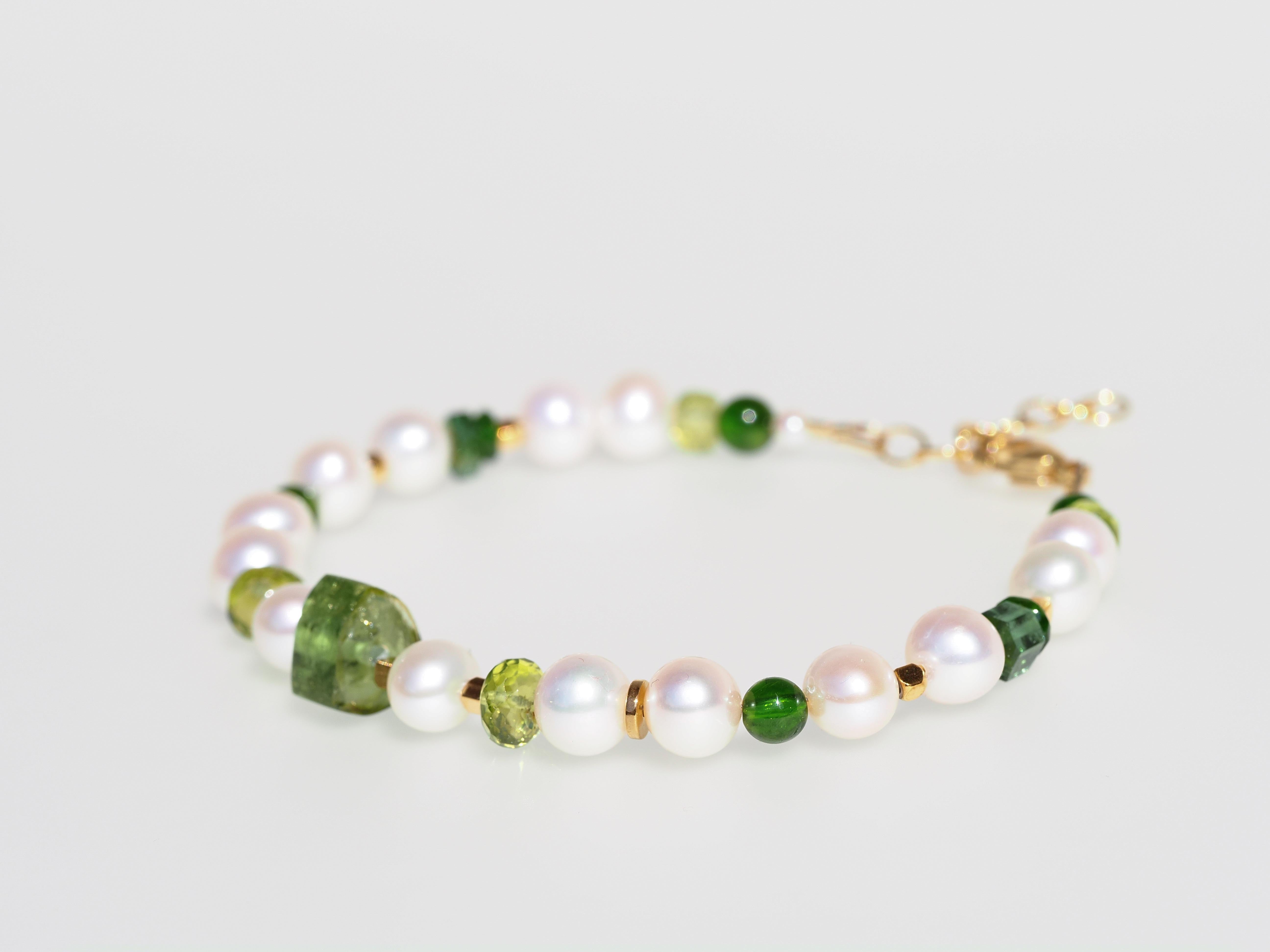 Perlen Armband mit Turmalin und Gold filled Verschluss - elstardesign