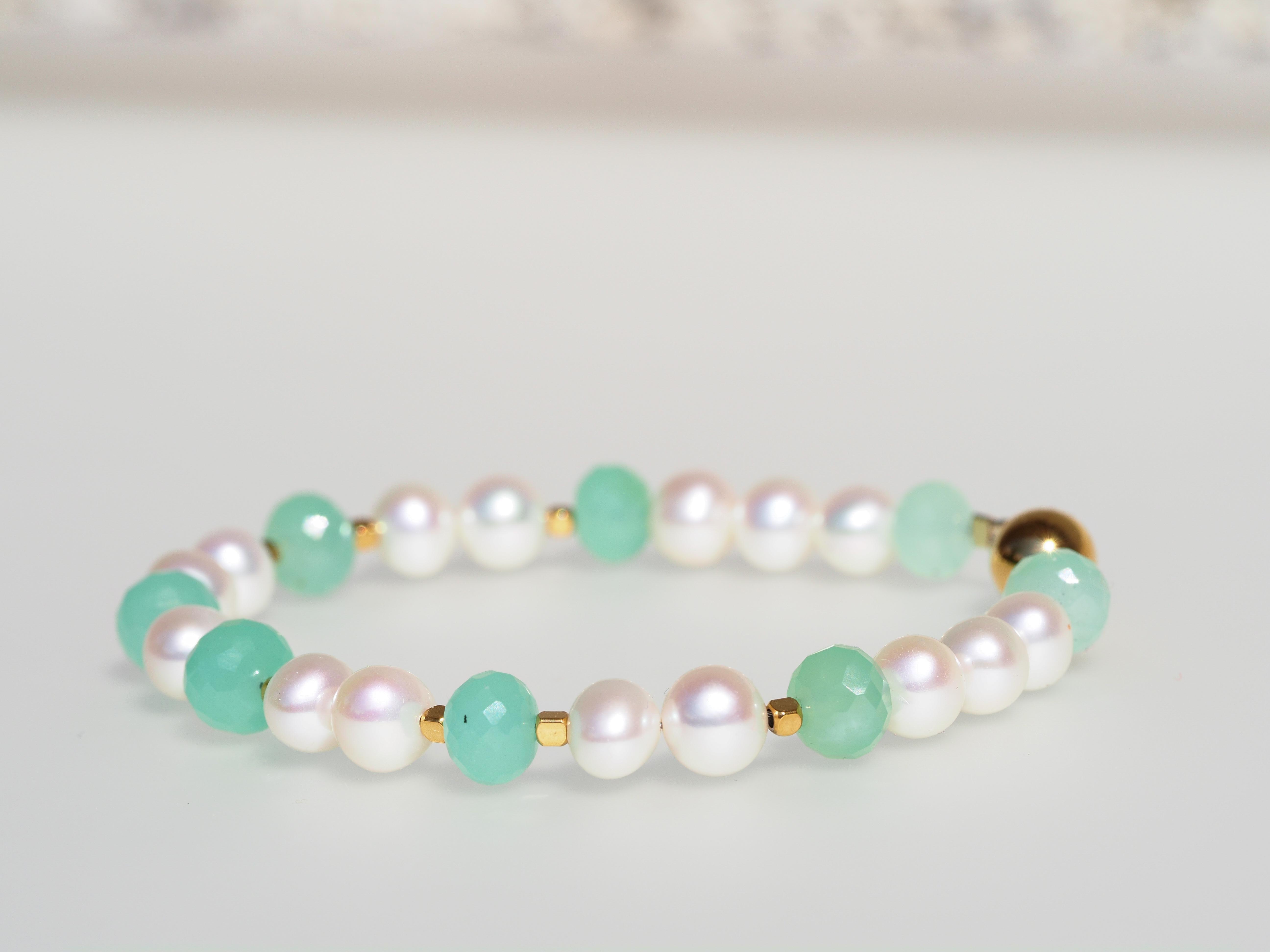 Perlen Armband mit Chrysopras– Magnet Verschluss - elstardesign