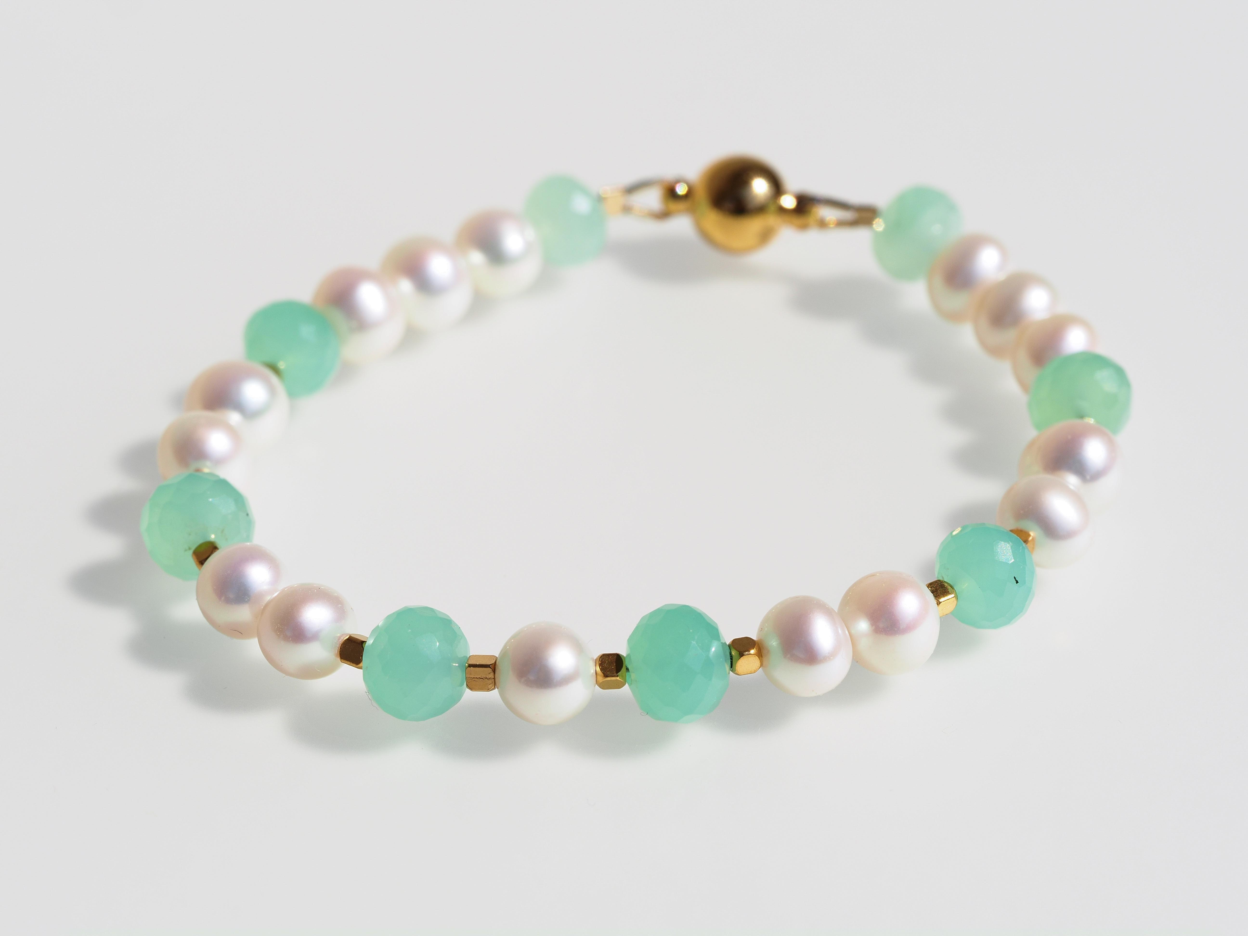 Perlen Armband mit Chrysopras– Magnet Verschluss - elstardesign