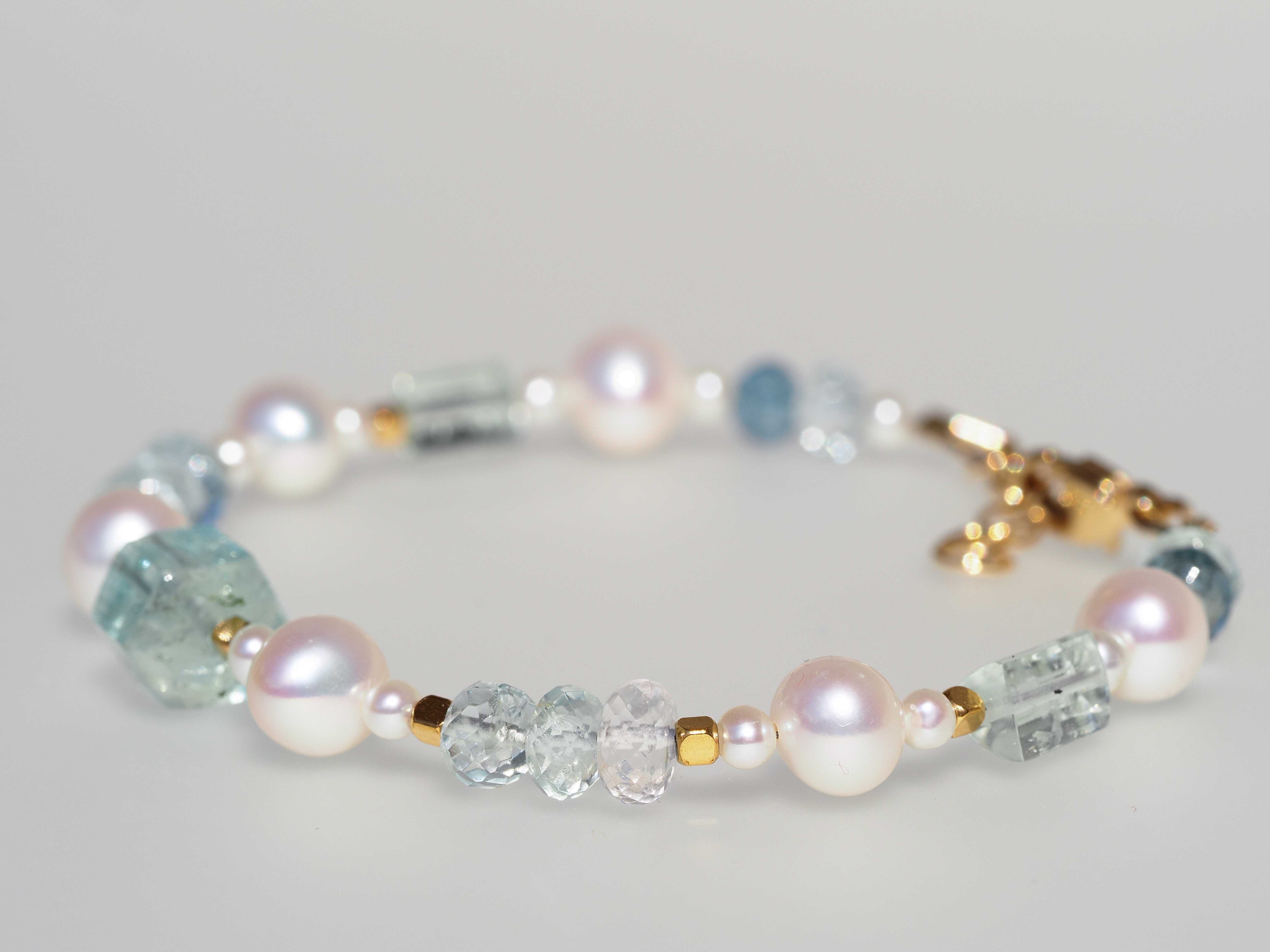 Perlen Armband mit Aquamarin– Gold Filled Verschluss - elstardesign