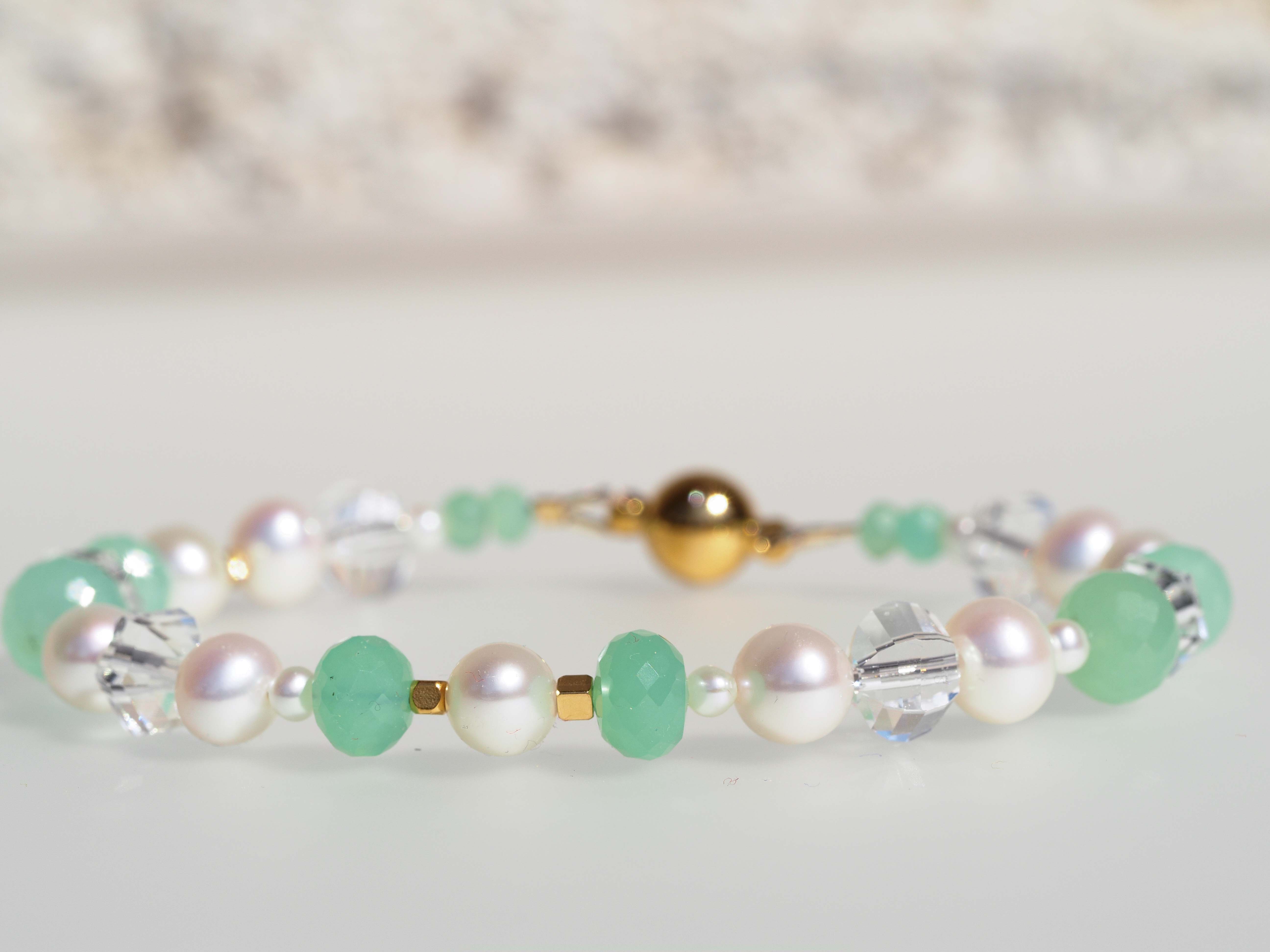 Perlen Armband mit Chrysopras– Magnet Verschluss - elstardesign