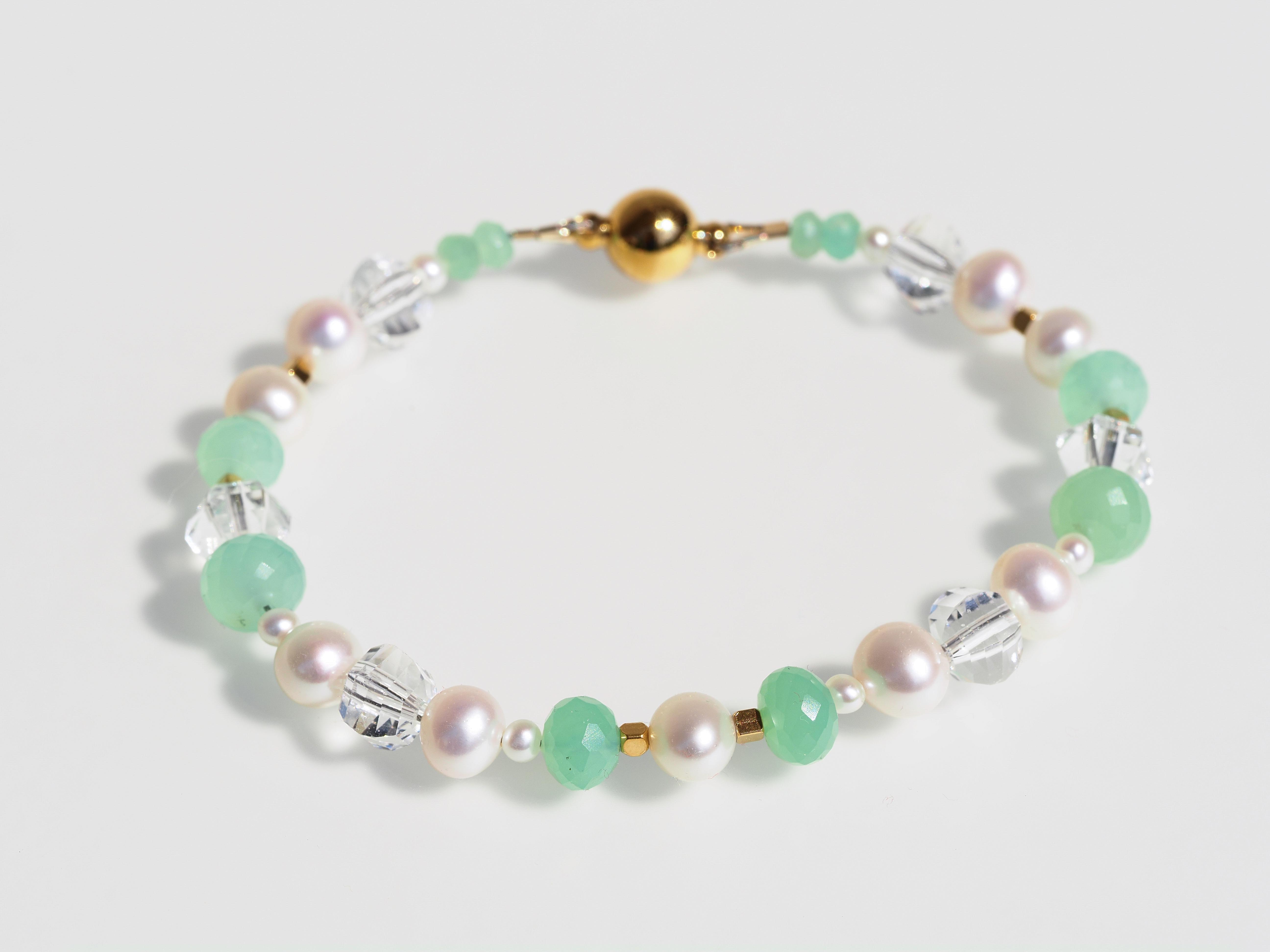 Perlen Armband mit Chrysopras– Magnet Verschluss - elstardesign