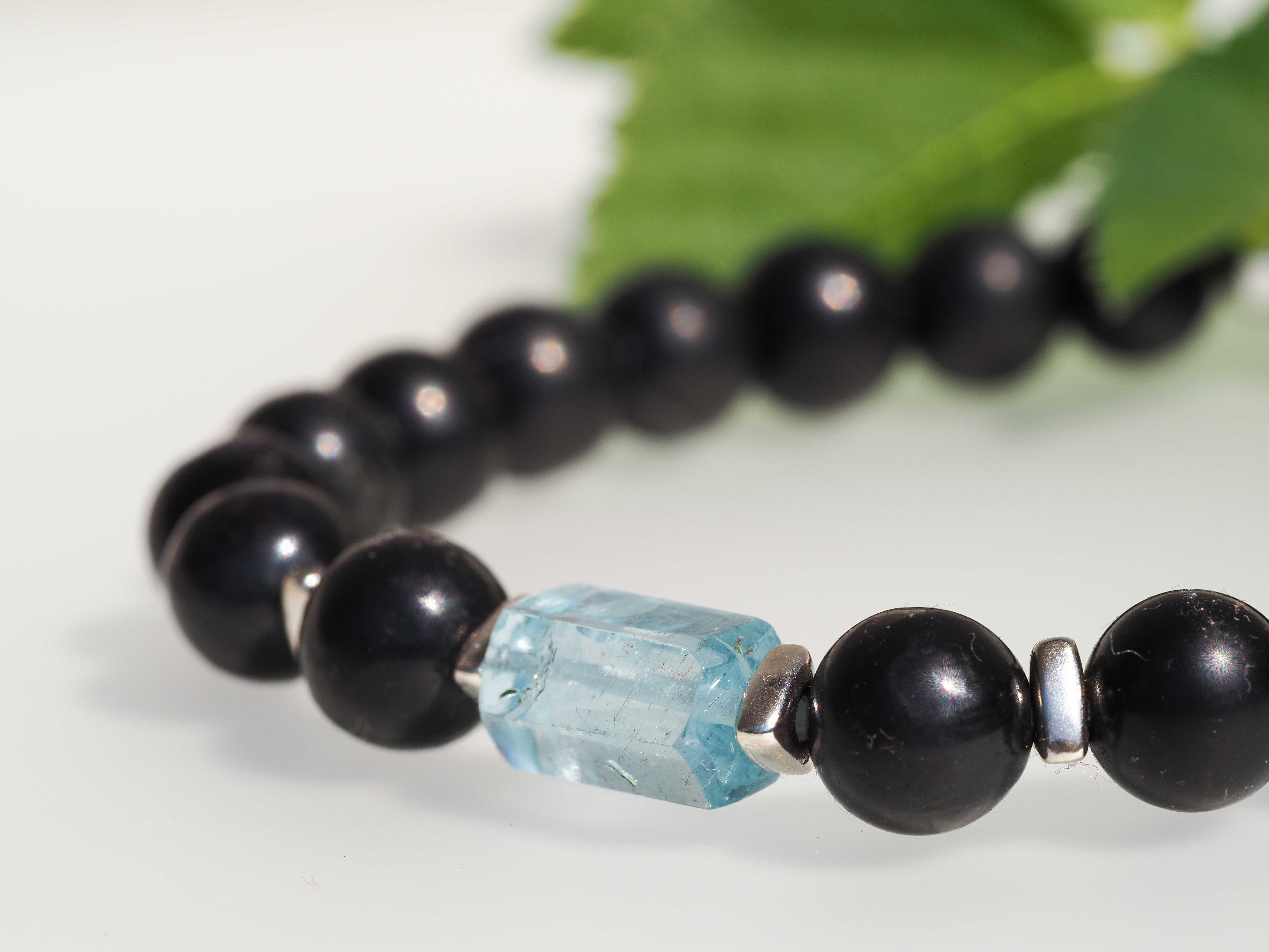 Aquamarin Armband mit Schungit für Männer und Frauen - elstardesign