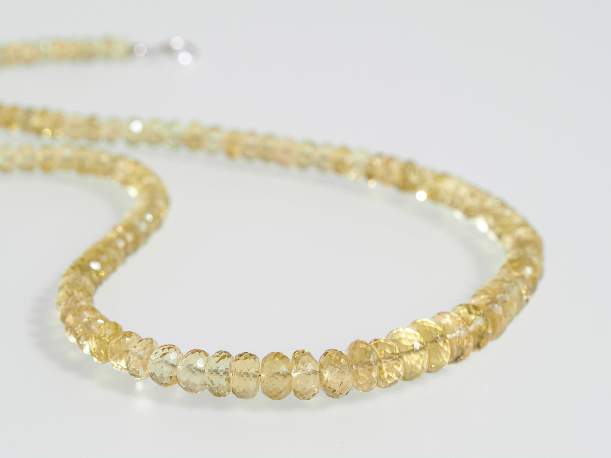 Faceted Heliodor necklace - light yellow gold beryl with elegant silver clasp
