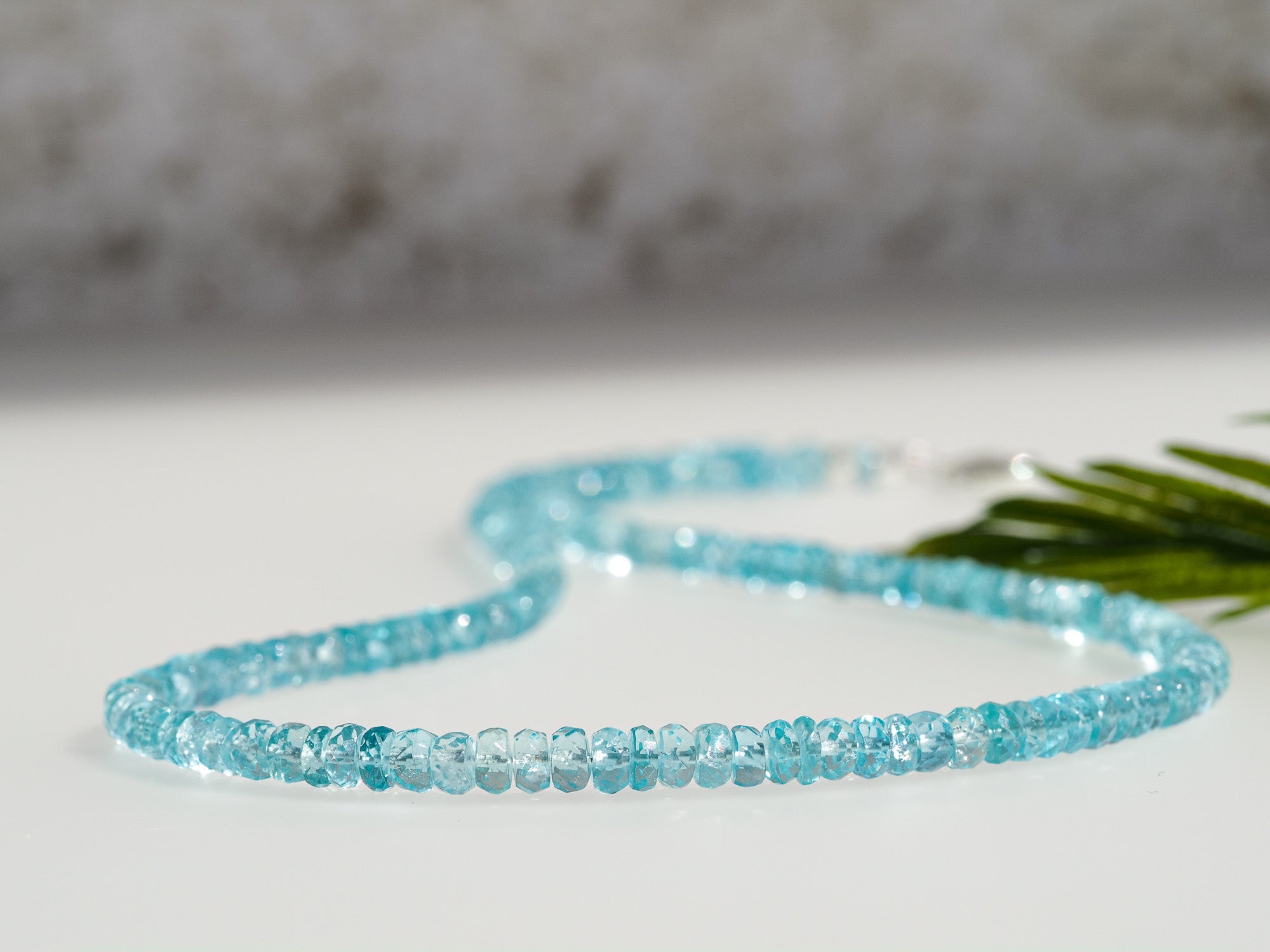 Apatite Necklace 925 Silver – Light Blue & Faceted