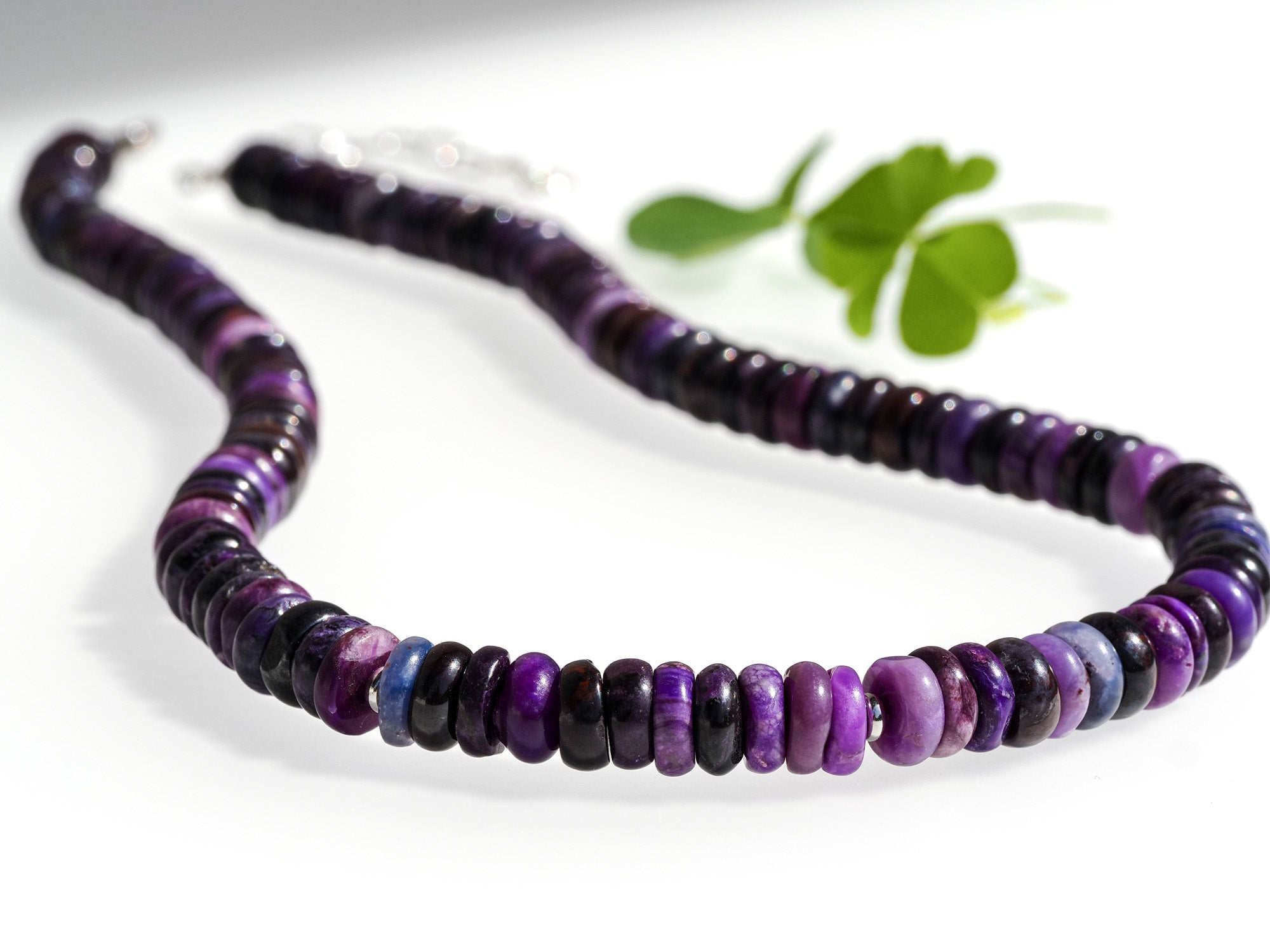 genuine sugilite necklace with sterling silver, 44cm long purple gemstone necklace