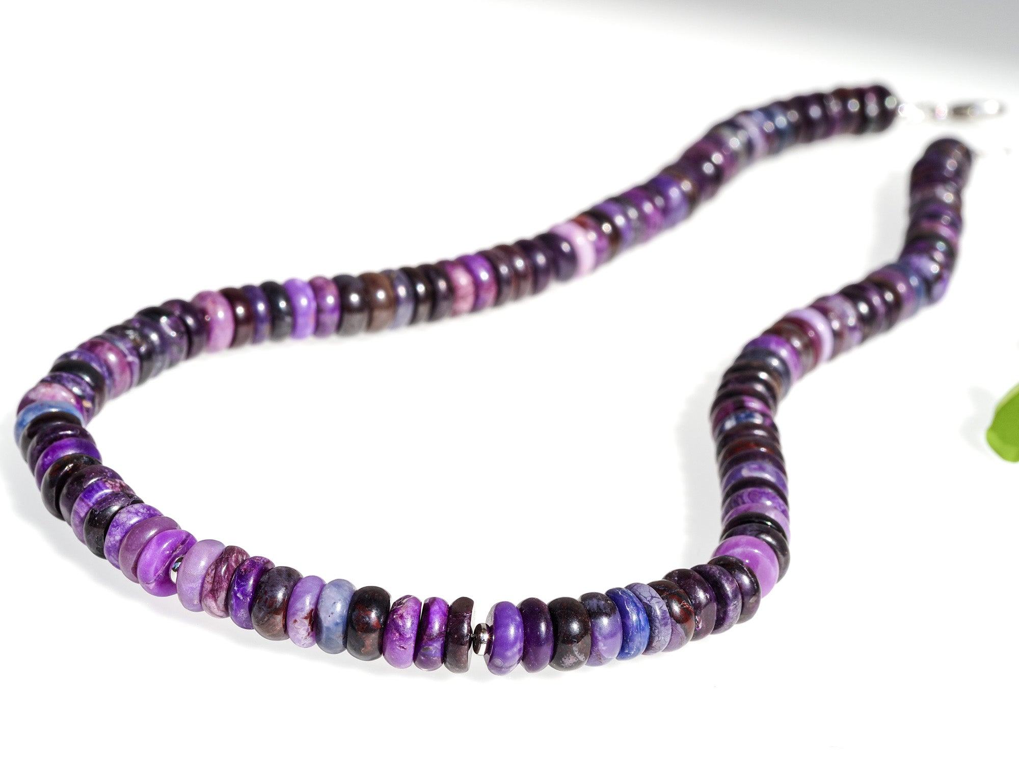 genuine sugilite necklace with sterling silver, 44cm long purple gemstone necklace