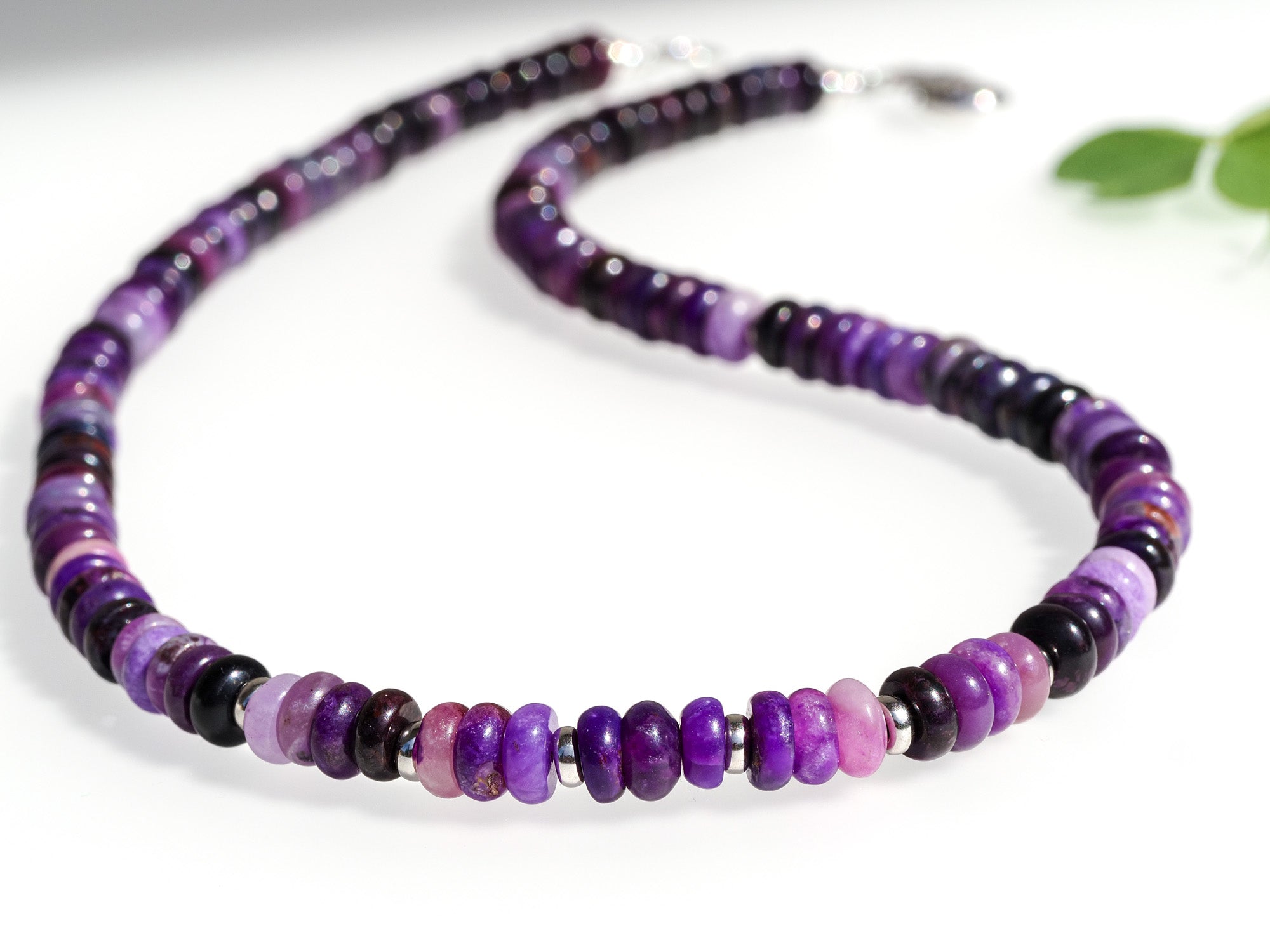 Sugilith Kette Silber 48,5cm AAA Edelsteinkette
