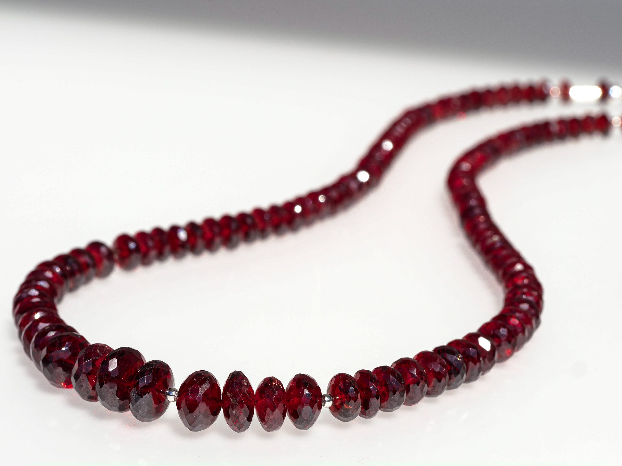 Granat Kette 925er Silber intensiv rot