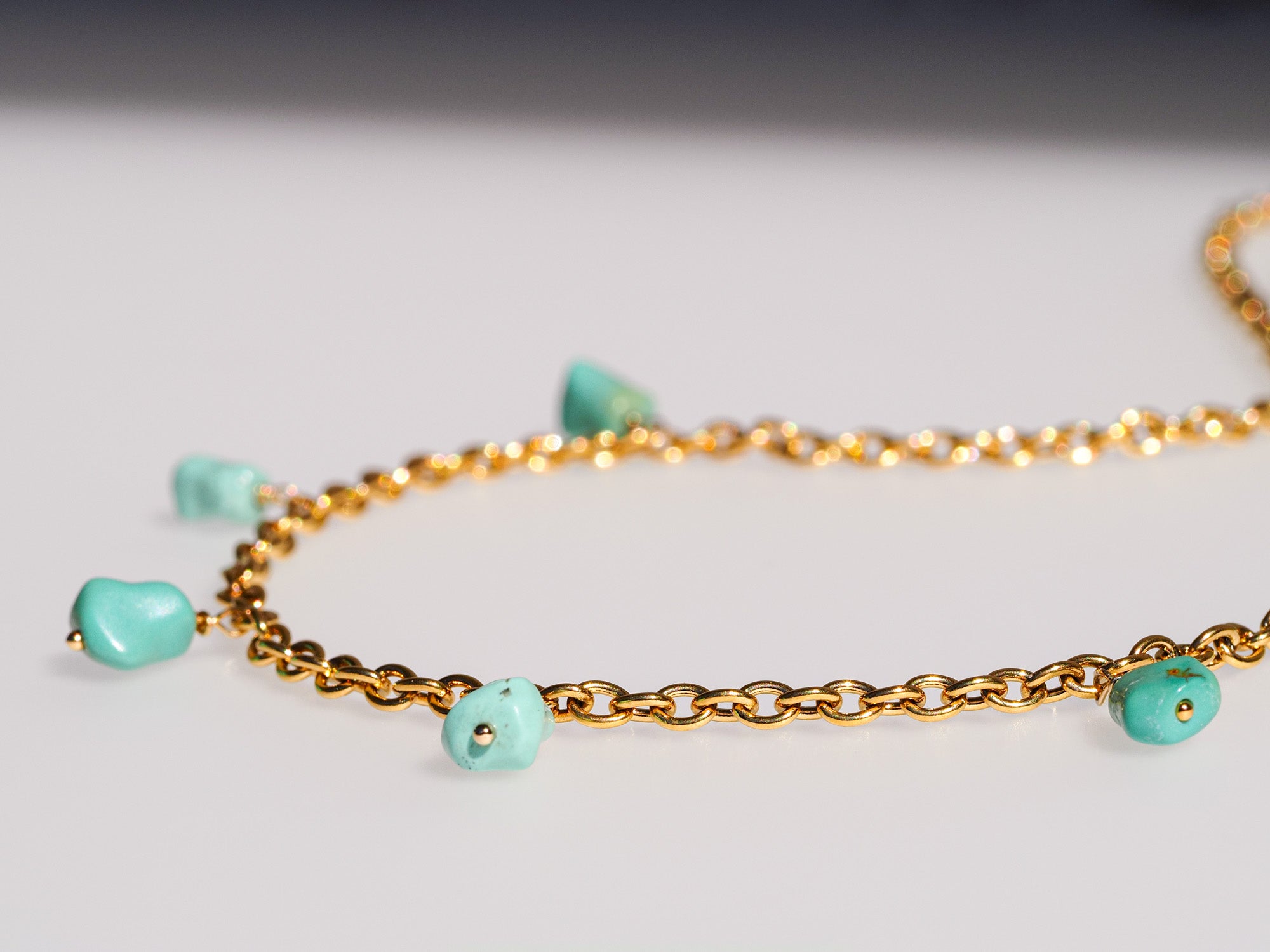 Arizona Türkis Kette mit Edelstahl Gold Kette