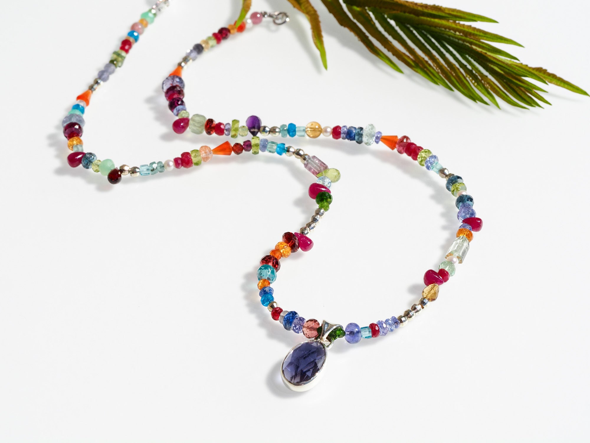 Colorful gemstone necklace colorful energy chakra necklace