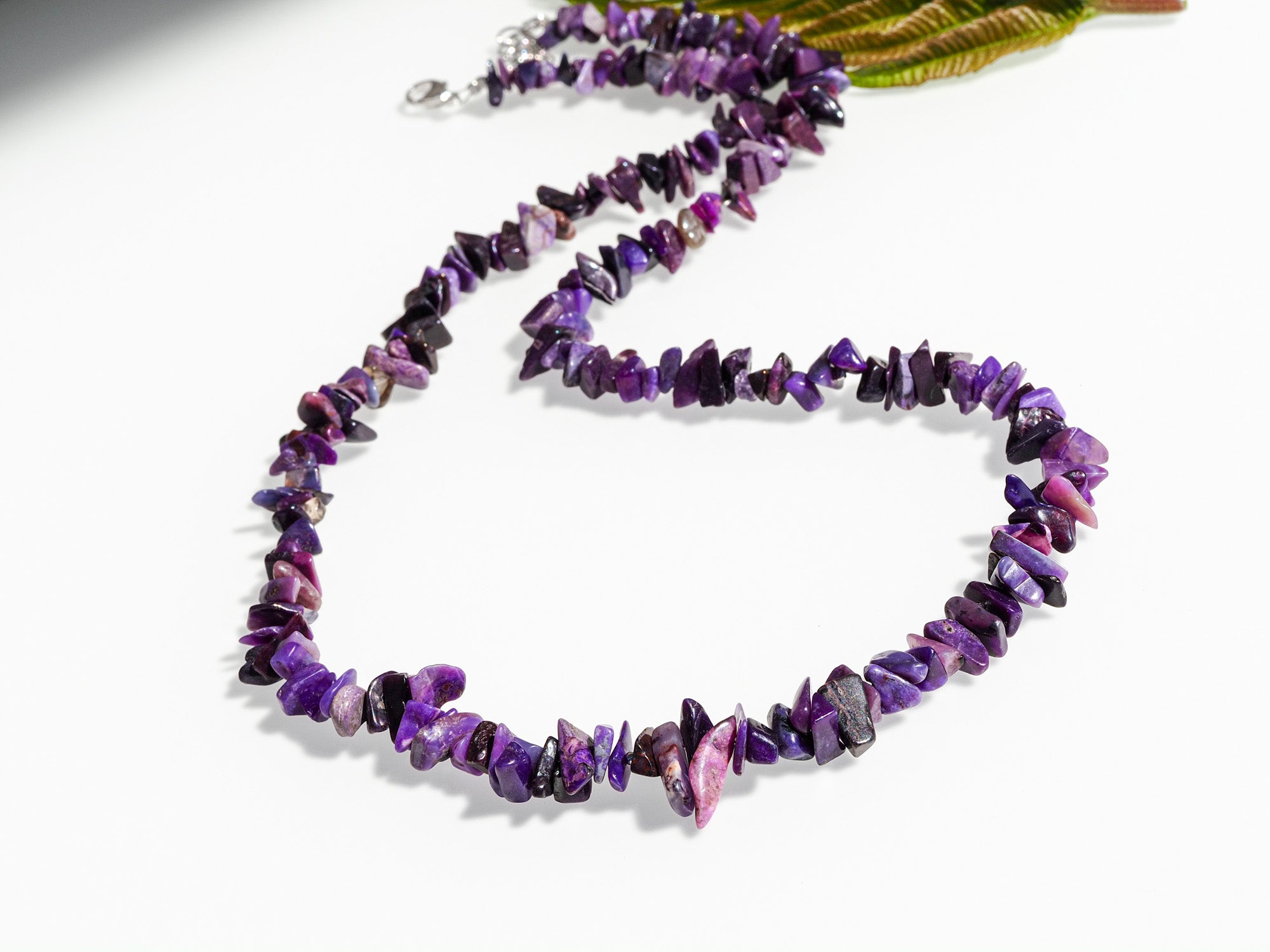 Gel sugilite sliver necklace purple gemstone necklace