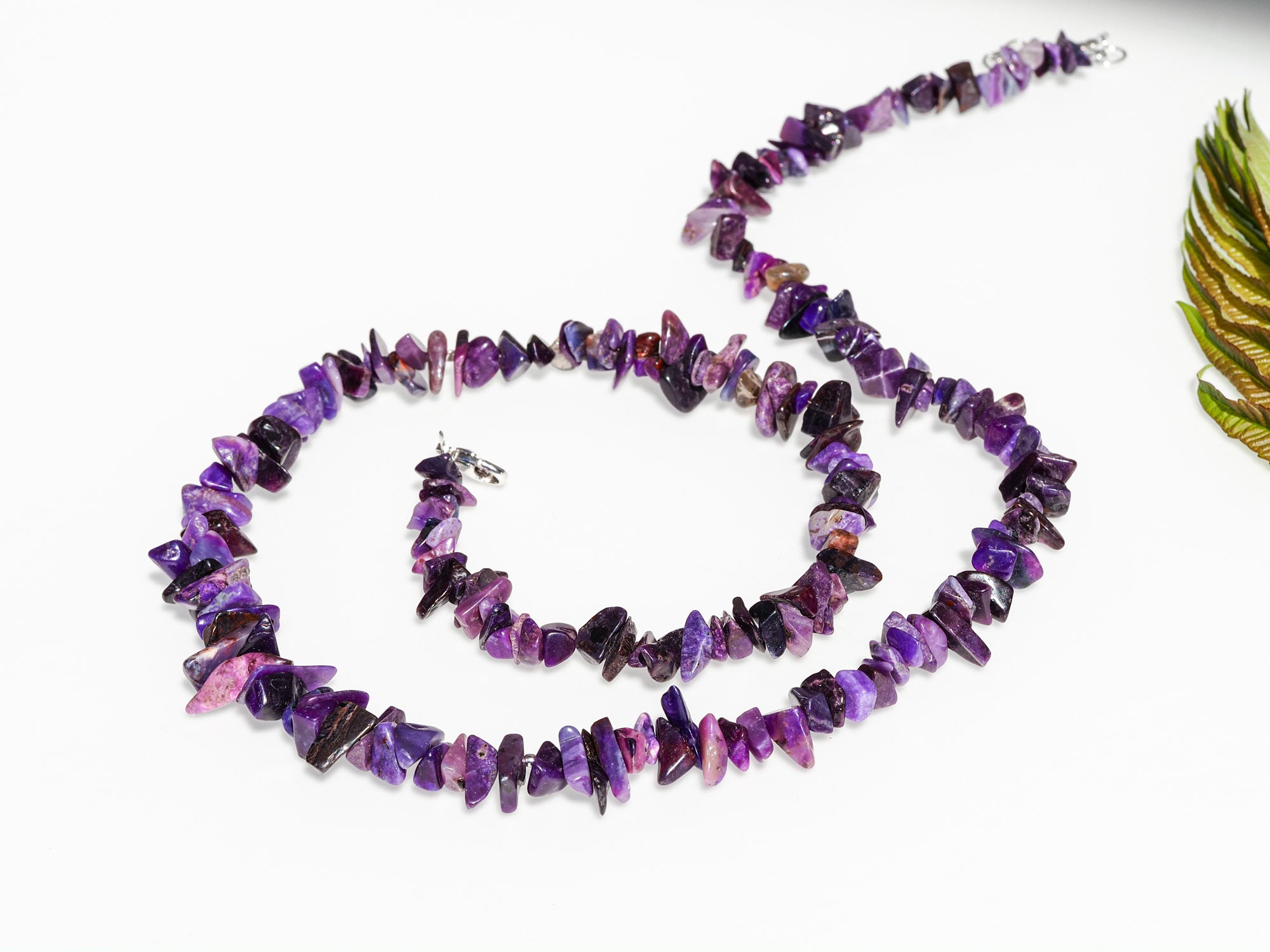 Gel sugilite sliver necklace purple gemstone necklace