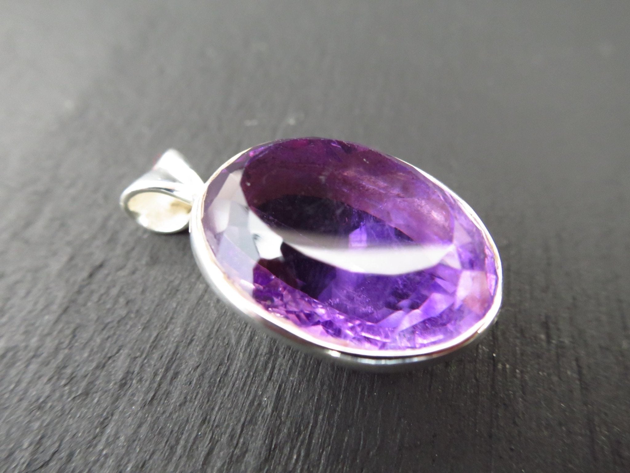 Amethyst Anhänger 925 Silber lila Edelstein Kettenanhänger