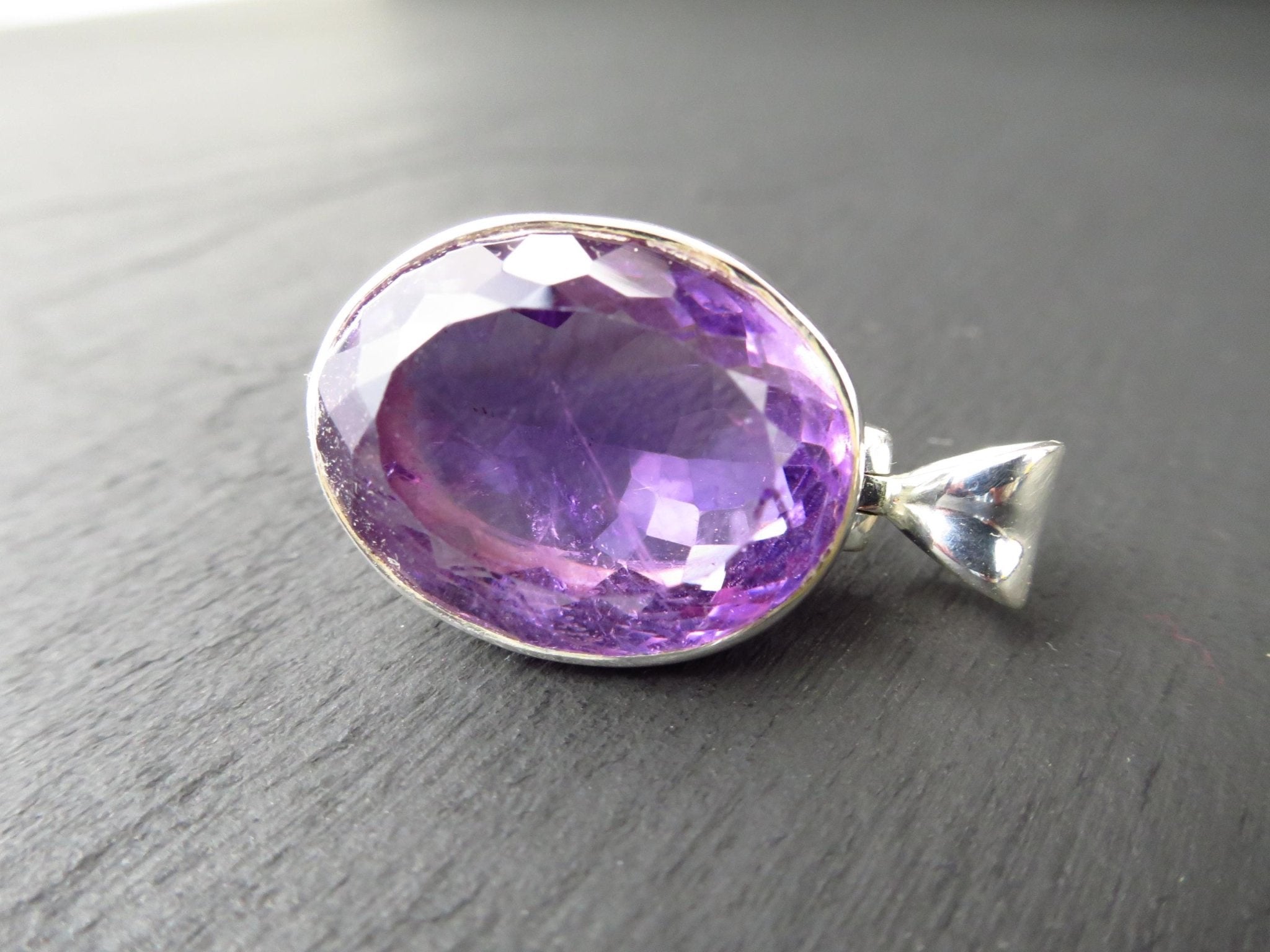 Amethyst Anhänger 925 Silber lila Edelstein Kettenanhänger