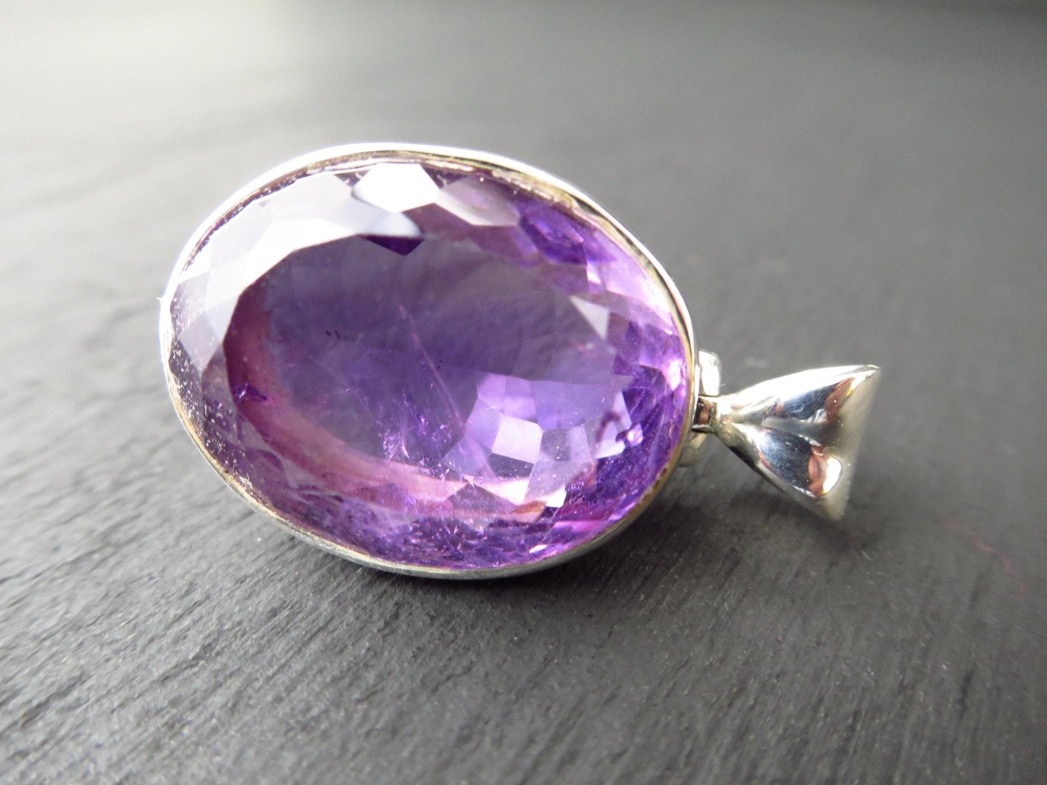 Amethyst Anhänger 925 Silber lila Edelstein Kettenanhänger