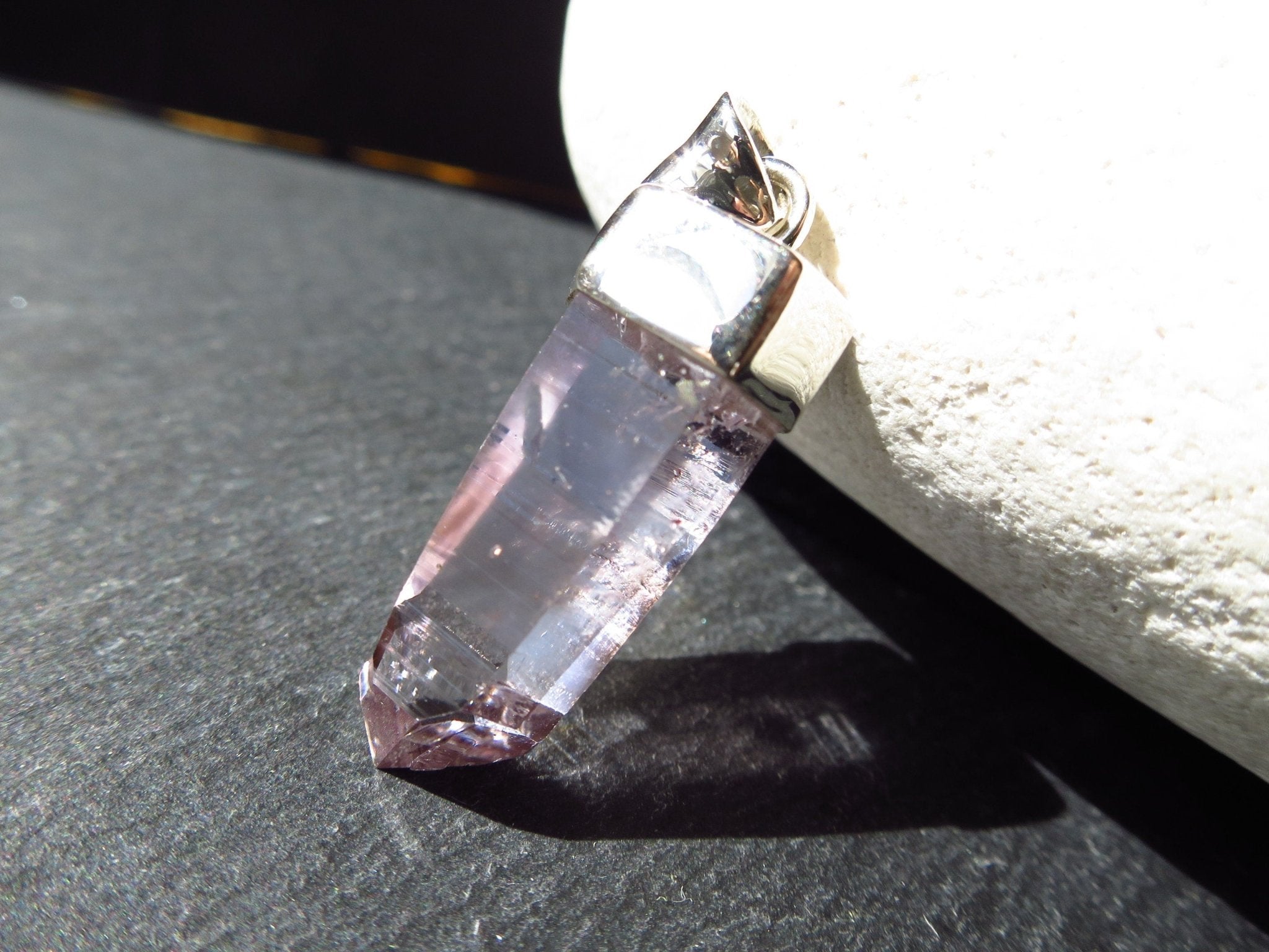 Amethyst Anhänger 925 Silber Namibia Kristall Spitze