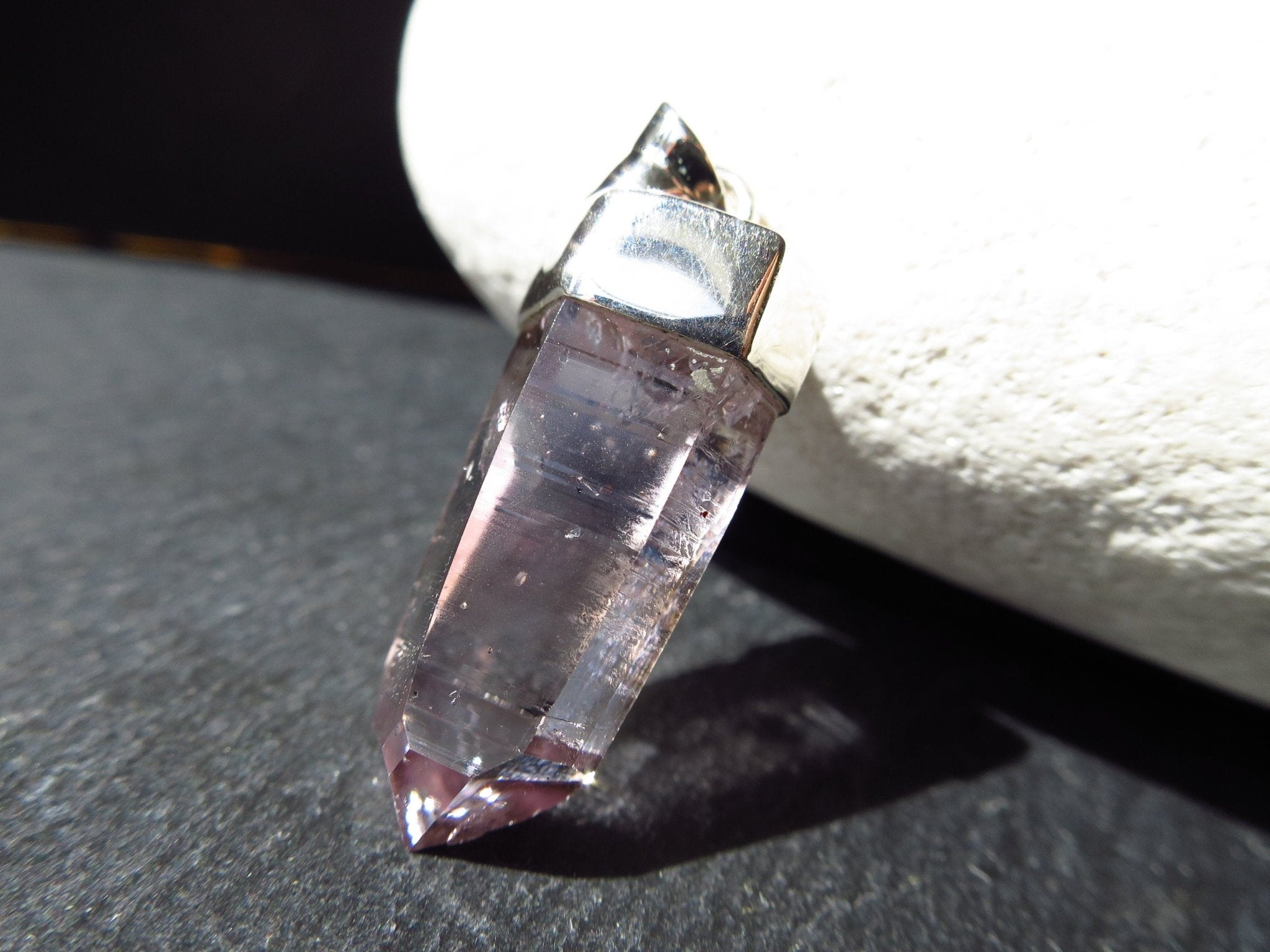 Amethyst Anhänger 925 Silber Namibia Kristall Spitze