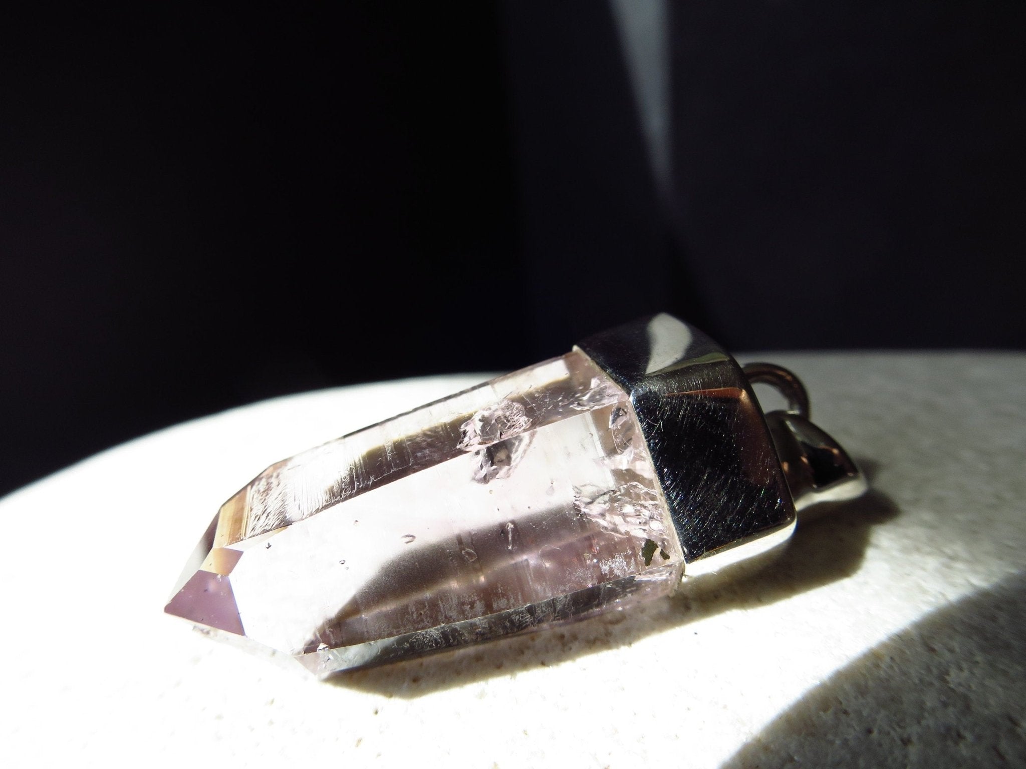 Amethyst Anhänger 925 Silber Namibia Kristall Spitze