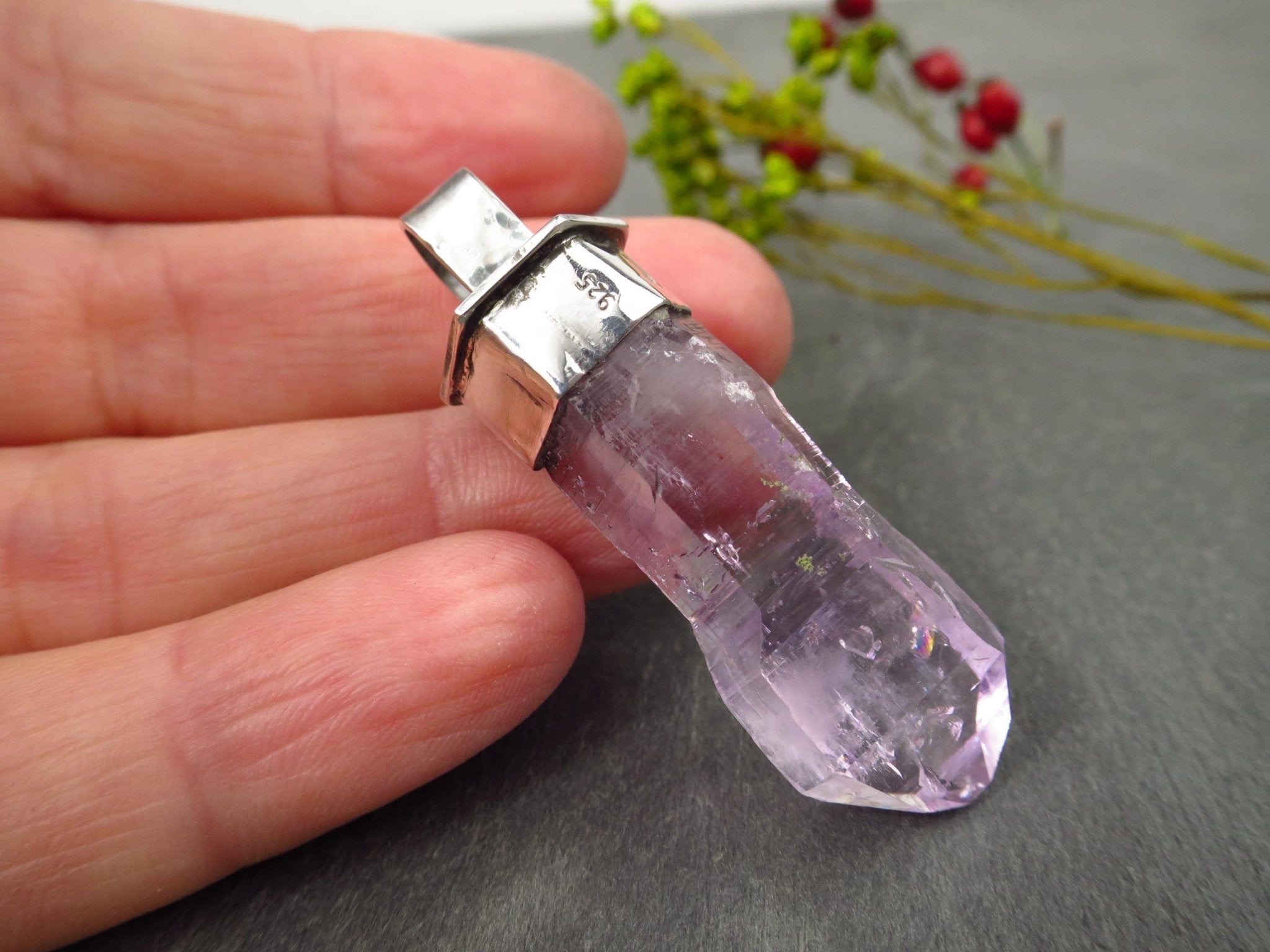 Amethyst Anhänger Silber Amethyst Vera Cruz Kristall Spitze Anhänger Edelstein Mexiko Silber Zepter Amethyst Kristall Energie Quarz Amethyst