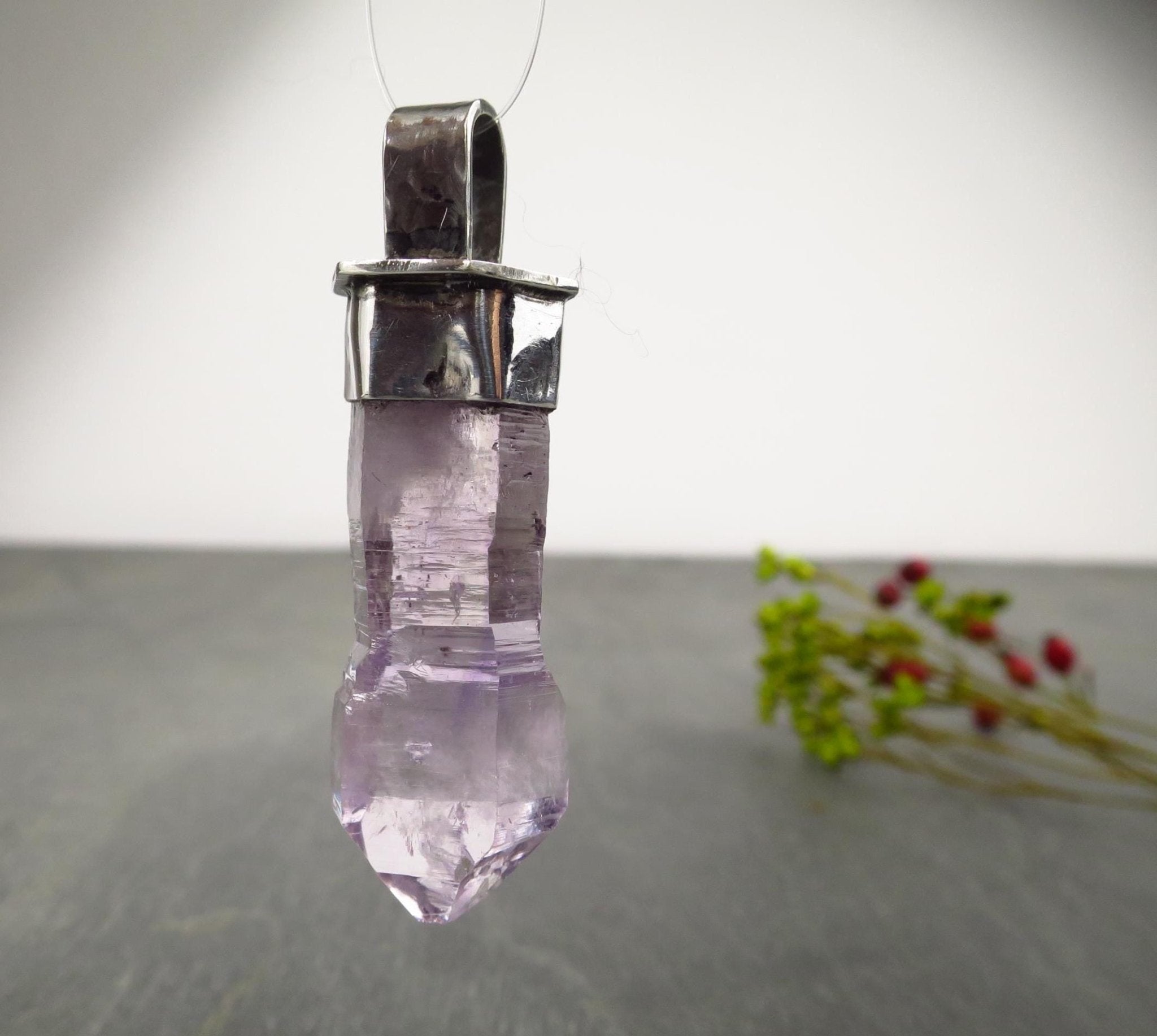 Amethyst Anhänger Silber Amethyst Vera Cruz Kristall Spitze Anhänger Edelstein Mexiko Silber Zepter Amethyst Kristall Energie Quarz Amethyst