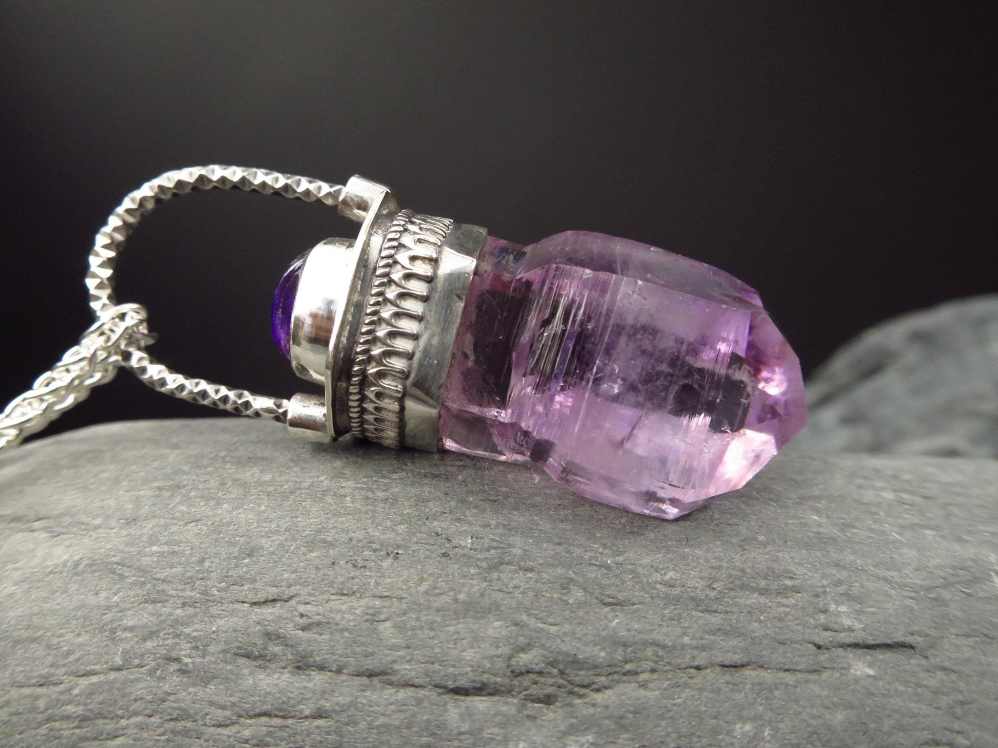 Amethyst Anhänger Silber Vera cruz Amethyst Natur Spitze Amethyst Anhänger Kristall Silber Amethyst Mexiko Zepter Anhänger Edelstein Kette