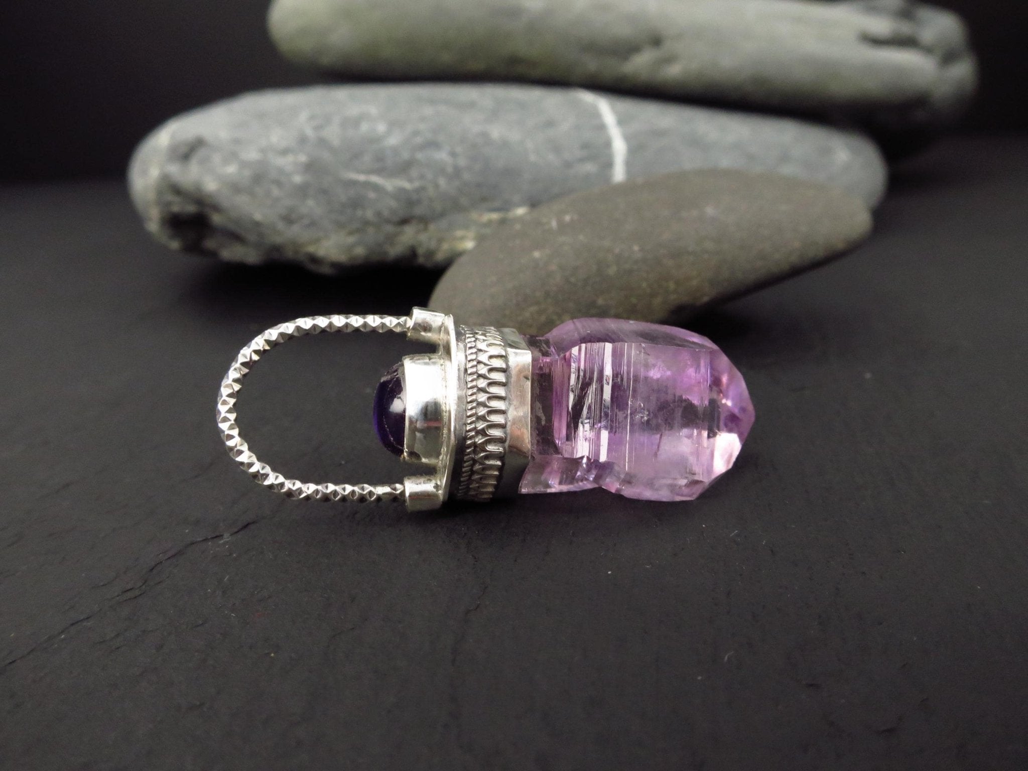 Amethyst Anhänger Silber Vera cruz Amethyst Natur Spitze Amethyst Anhänger Kristall Silber Amethyst Mexiko Zepter Anhänger Edelstein Kette