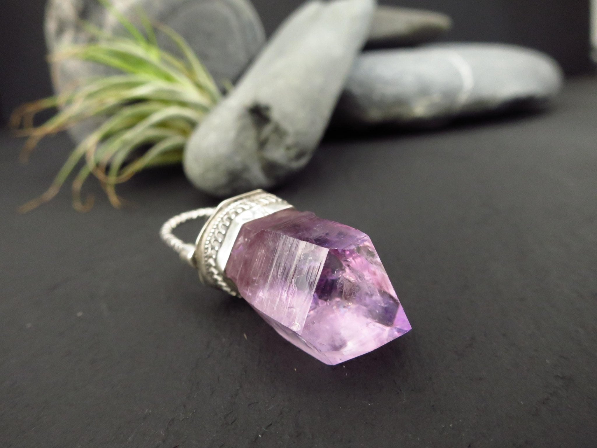 Amethyst Anhänger Silber Vera cruz Amethyst Natur Spitze Amethyst Anhänger Kristall Silber Amethyst Mexiko Zepter Anhänger Edelstein Kette