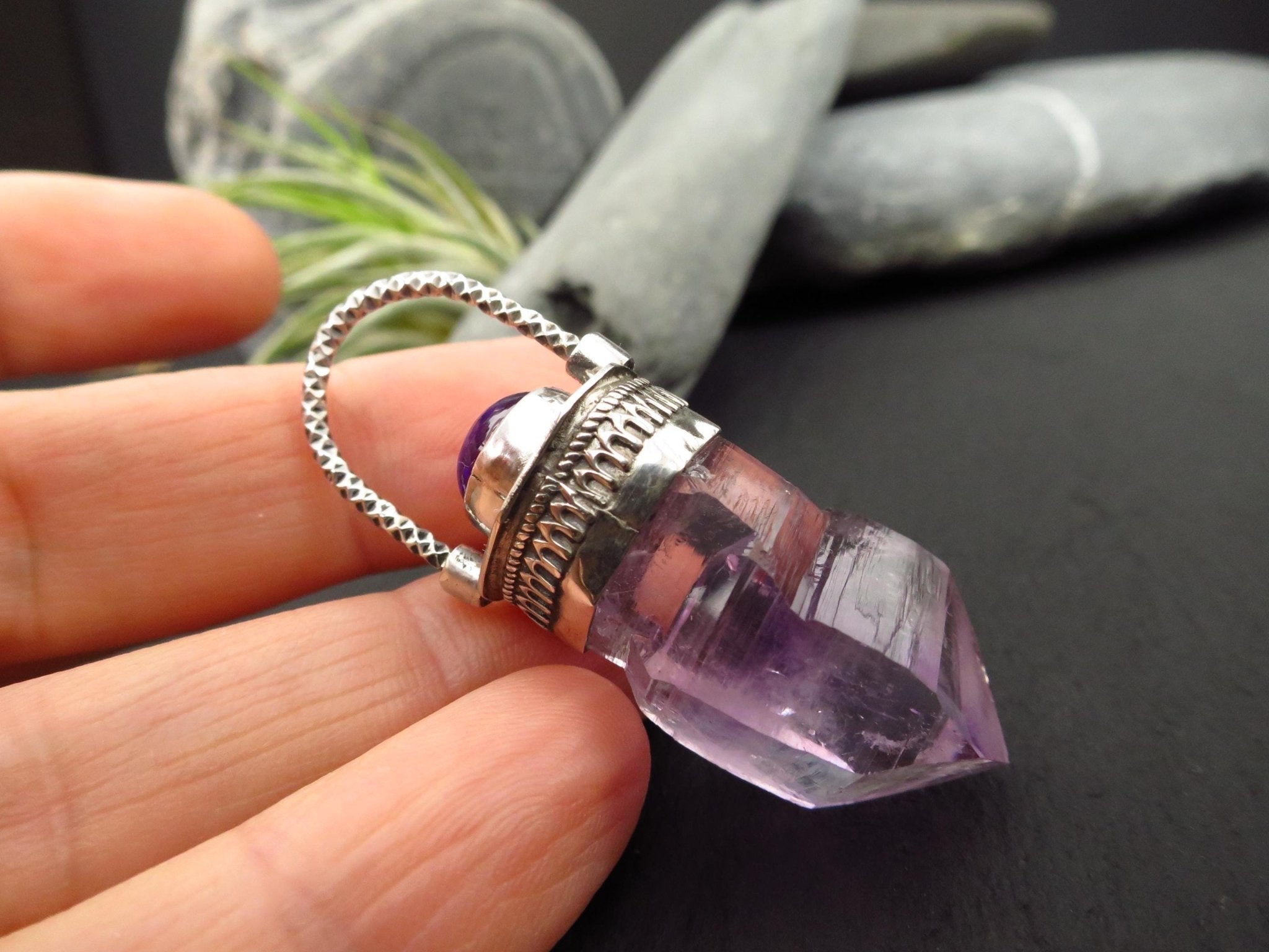 Amethyst Anhänger Silber Vera cruz Amethyst Natur Spitze Amethyst Anhänger Kristall Silber Amethyst Mexiko Zepter Anhänger Edelstein Kette