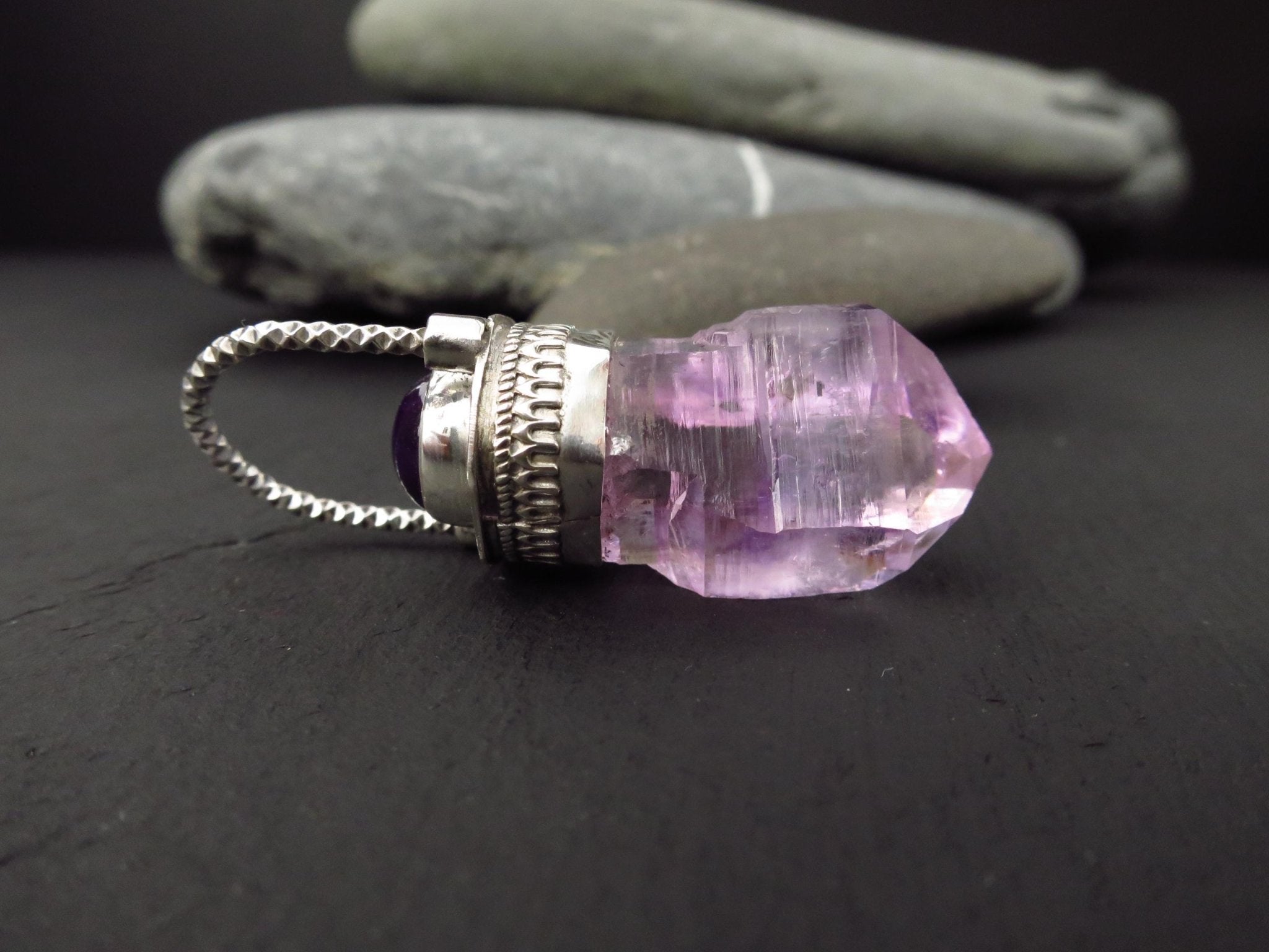 Amethyst Anhänger Silber Vera cruz Amethyst Natur Spitze Amethyst Anhänger Kristall Silber Amethyst Mexiko Zepter Anhänger Edelstein Kette