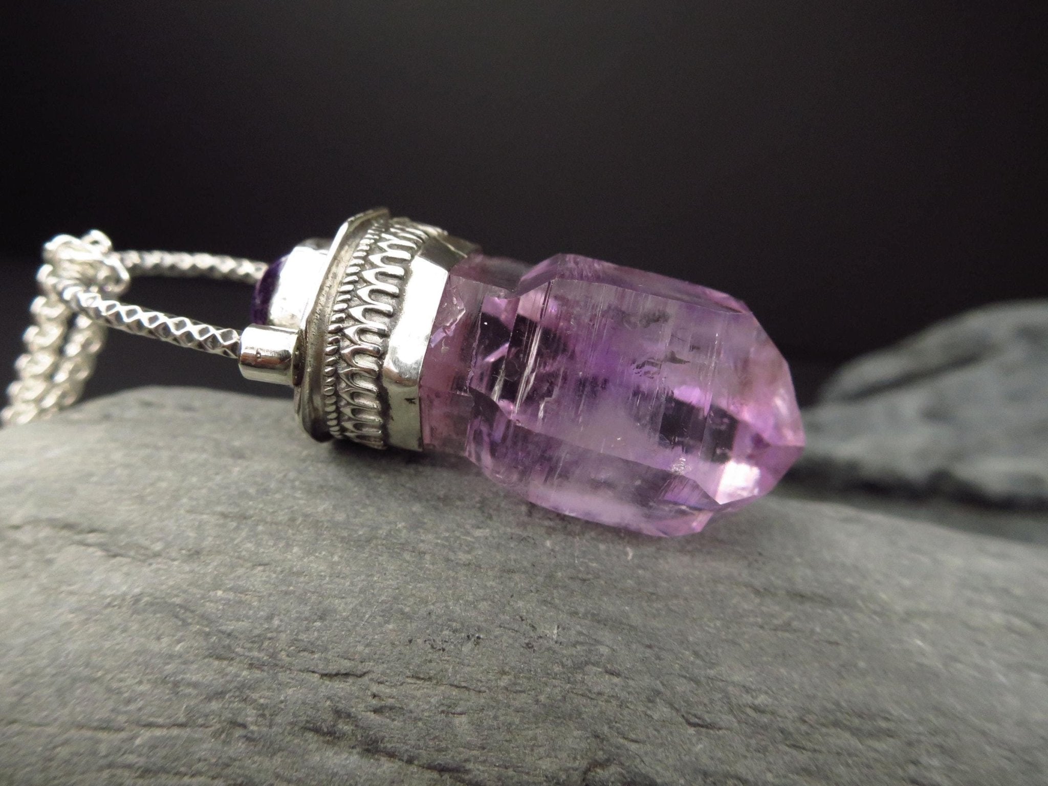 Amethyst Anhänger Silber Vera cruz Amethyst Natur Spitze Amethyst Anhänger Kristall Silber Amethyst Mexiko Zepter Anhänger Edelstein Kette