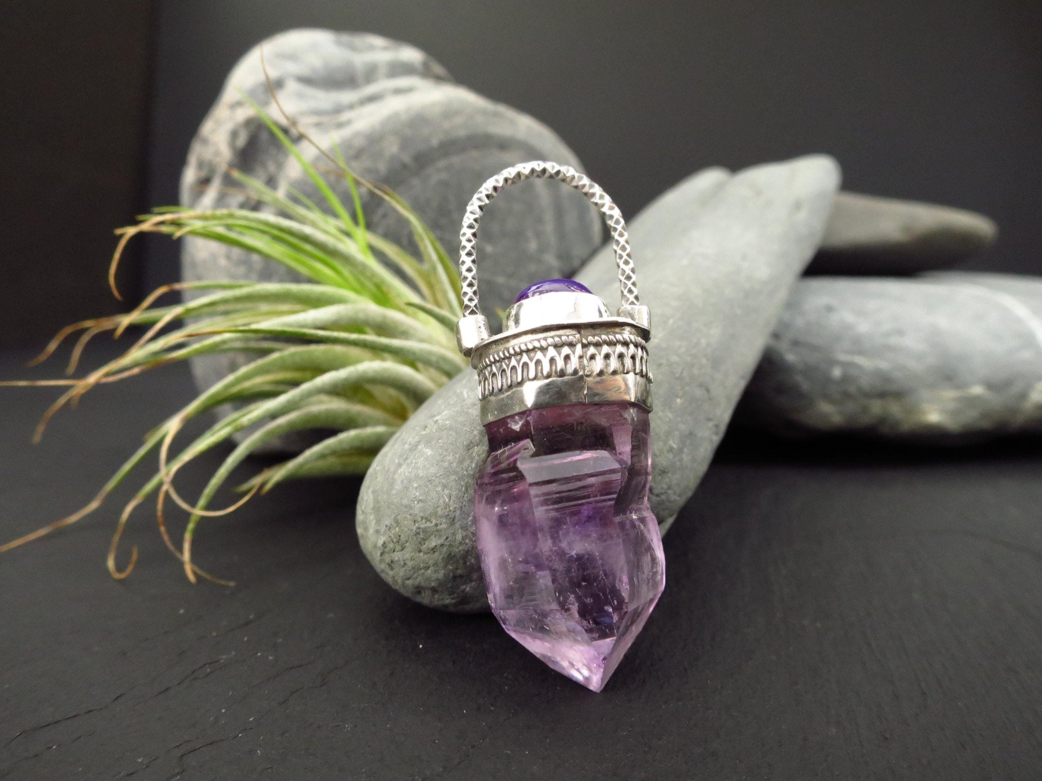 Amethyst Anhänger Silber Vera cruz Amethyst Natur Spitze Amethyst Anhänger Kristall Silber Amethyst Mexiko Zepter Anhänger Edelstein Kette