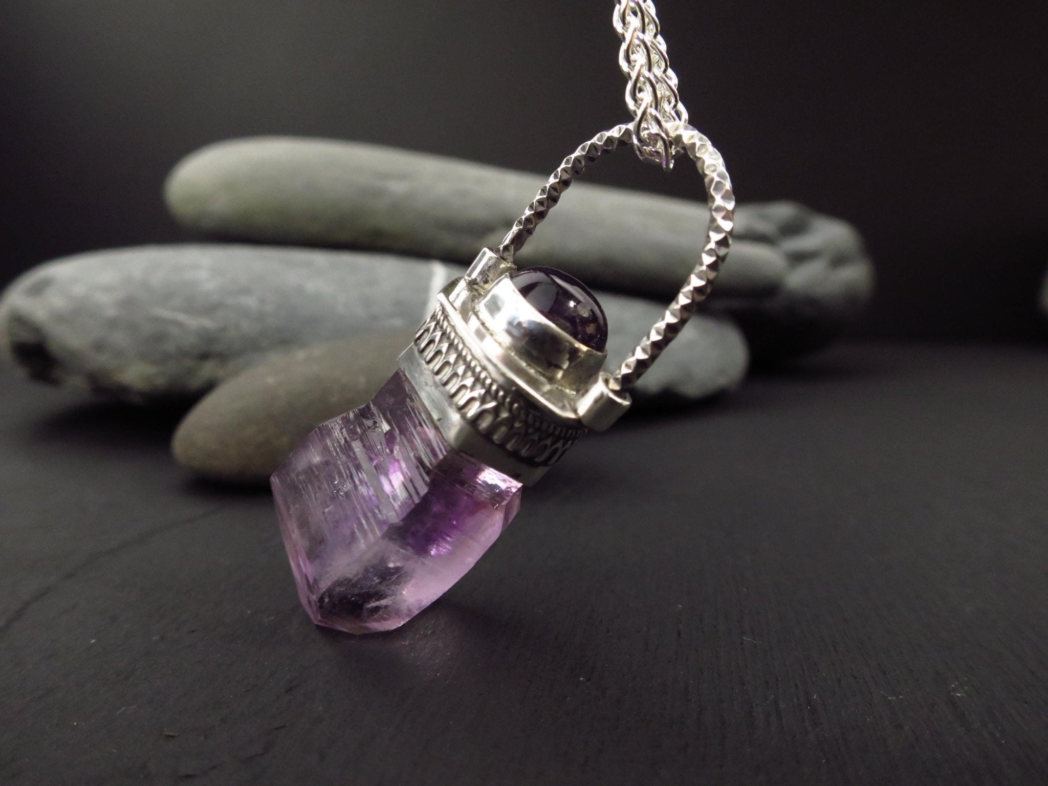 Amethyst Anhänger Silber Vera cruz Amethyst Natur Spitze Amethyst Anhänger Kristall Silber Amethyst Mexiko Zepter Anhänger Edelstein Kette