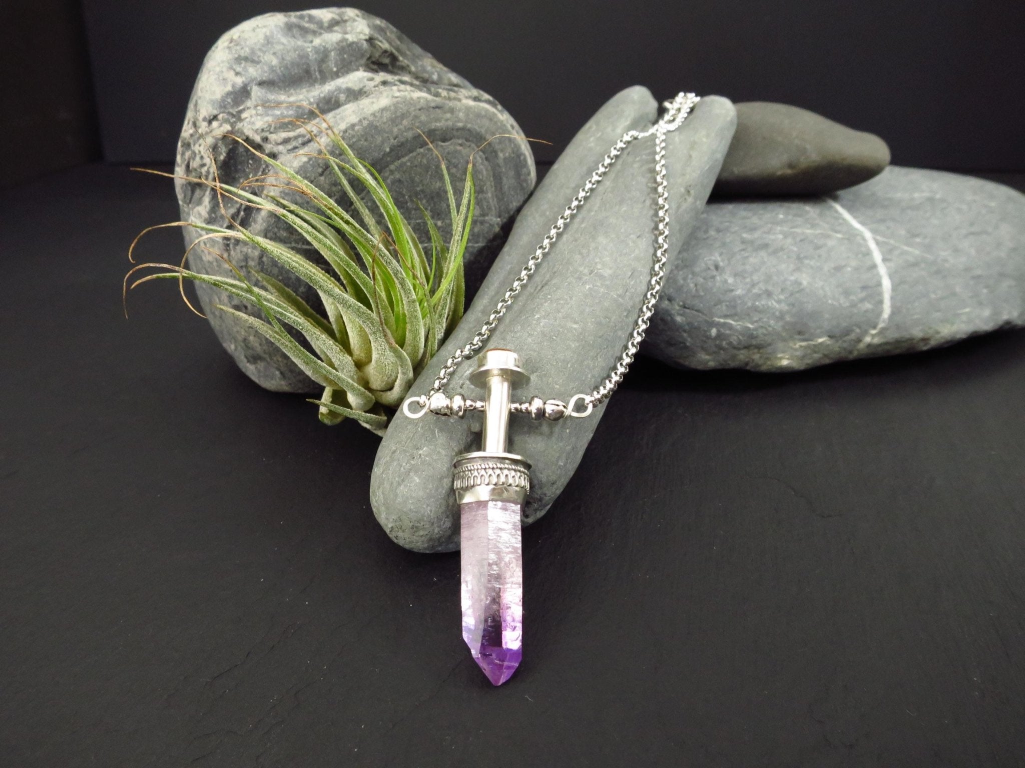 Amethyst Anhänger Silber Veracruz Amethyst Natur Spitze Anhänger Amethyst Kristall Silber Kette Sonnenstein Anhänger Unikat Edelstein Kette