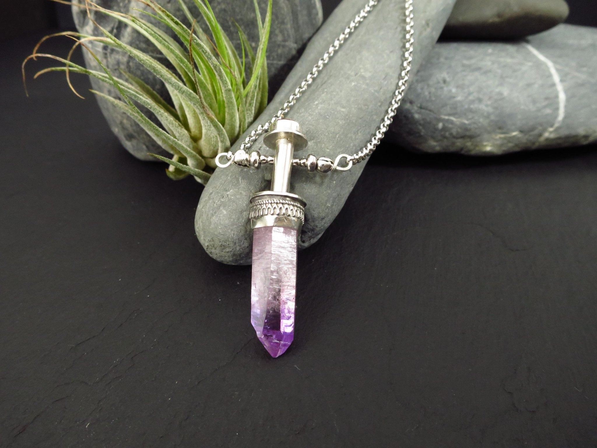 Amethyst Anhänger Silber Veracruz Amethyst Natur Spitze Anhänger Amethyst Kristall Silber Kette Sonnenstein Anhänger Unikat Edelstein Kette