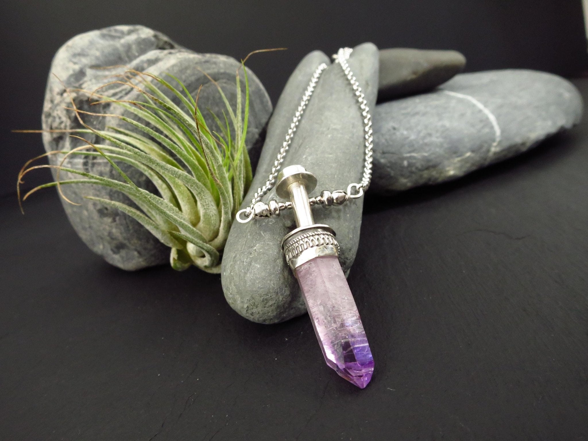 Amethyst Anhänger Silber Veracruz Amethyst Natur Spitze Anhänger Amethyst Kristall Silber Kette Sonnenstein Anhänger Unikat Edelstein Kette