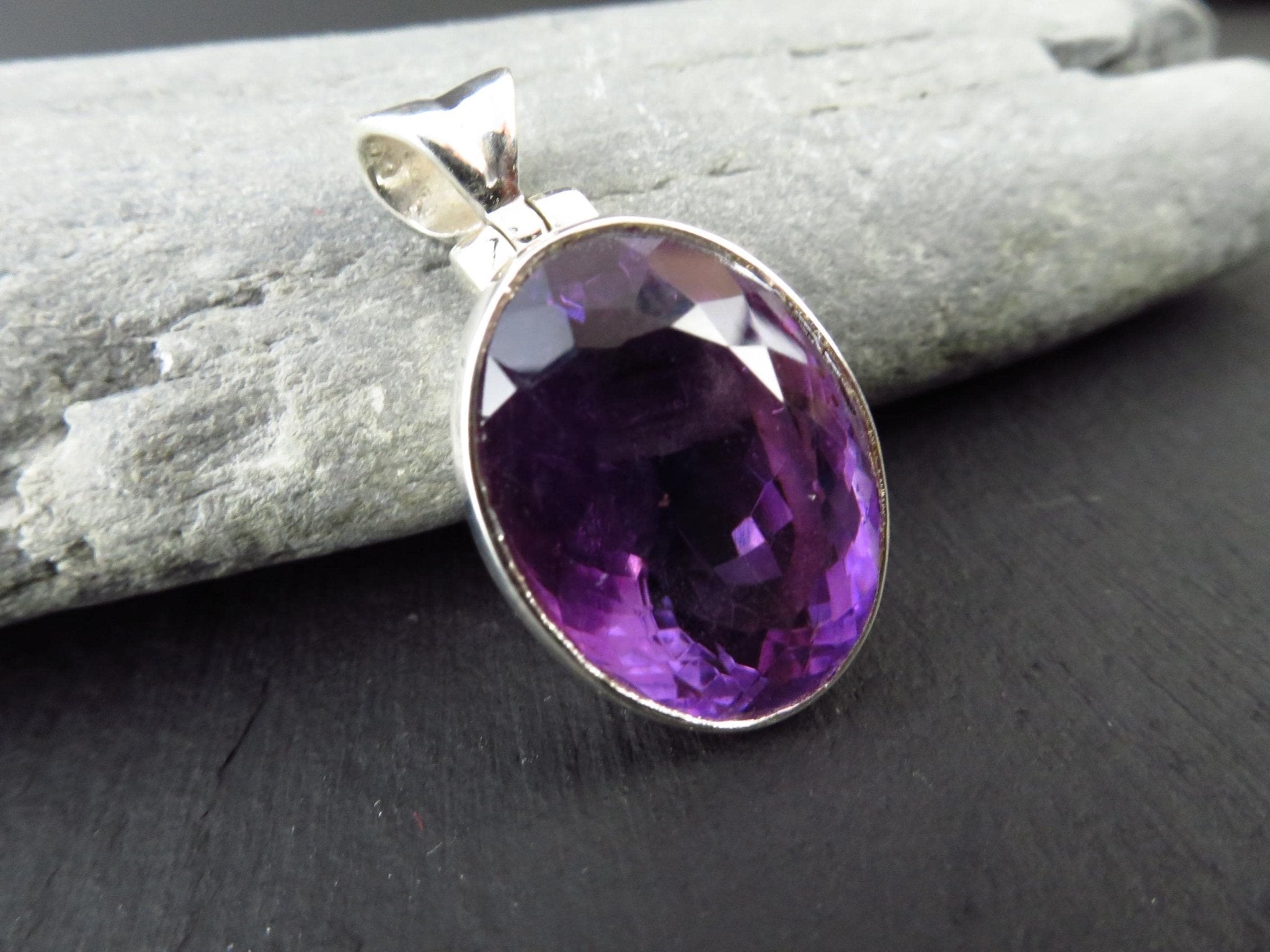 Amethyst Anhänger Sterling Silber lila Natur Edelstein