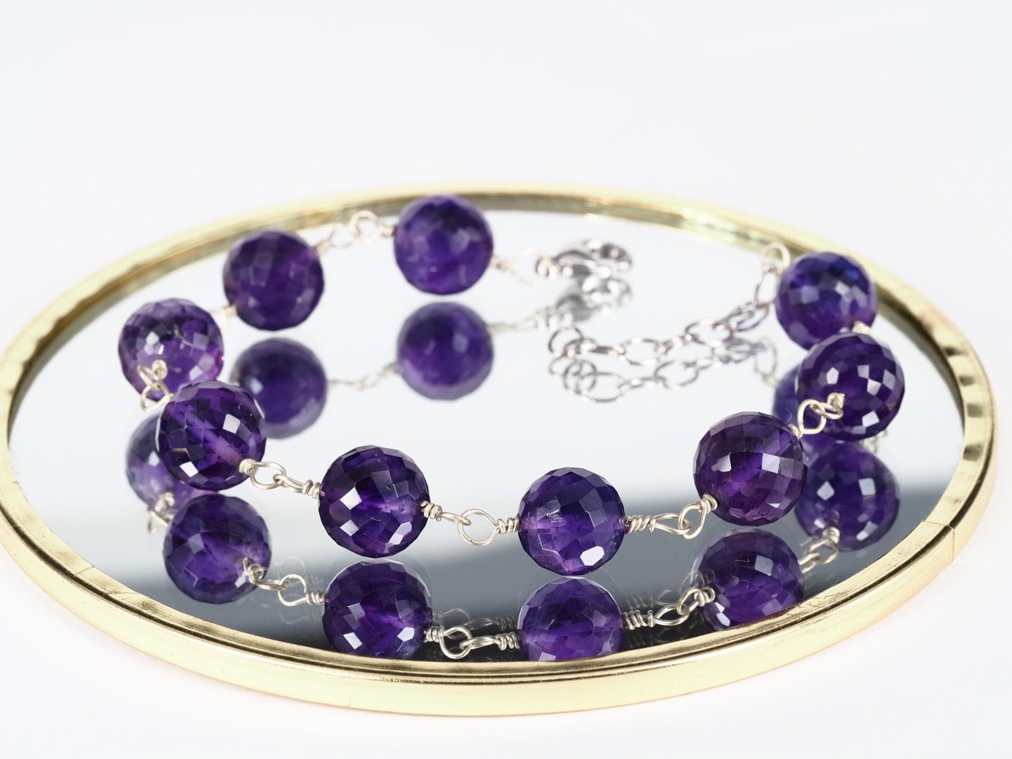 Amethyst Armband Rosenkranz Argentium Silber Amethyst Rosary Armband Silber lila Edelstein Armband Silber Amethyst Kugel Armband