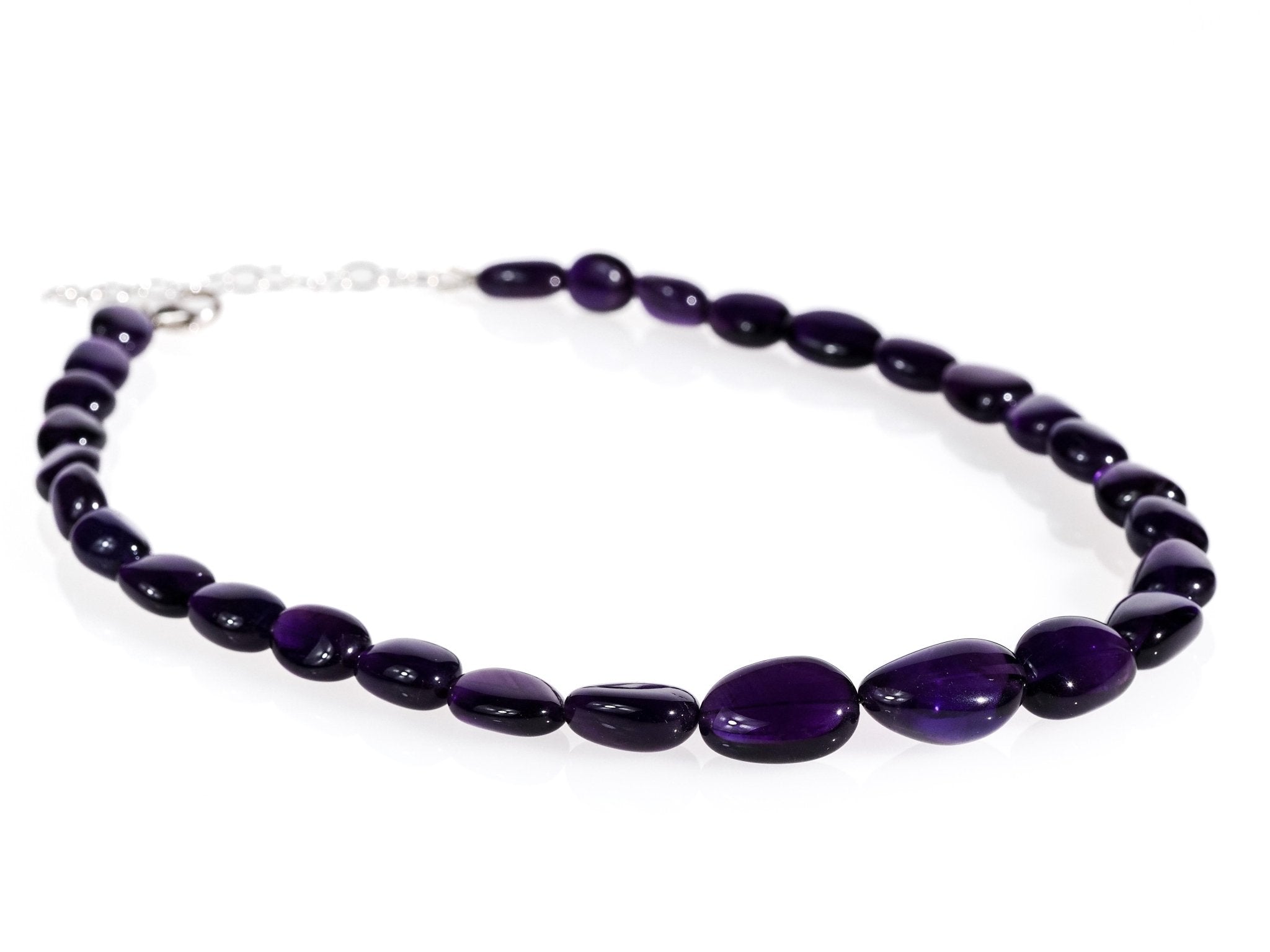 Amethyst Halskette Damen – Natürliche Edelsteinkette mit großen Nugget-Perlen | 925 Silber | Handgefertigt