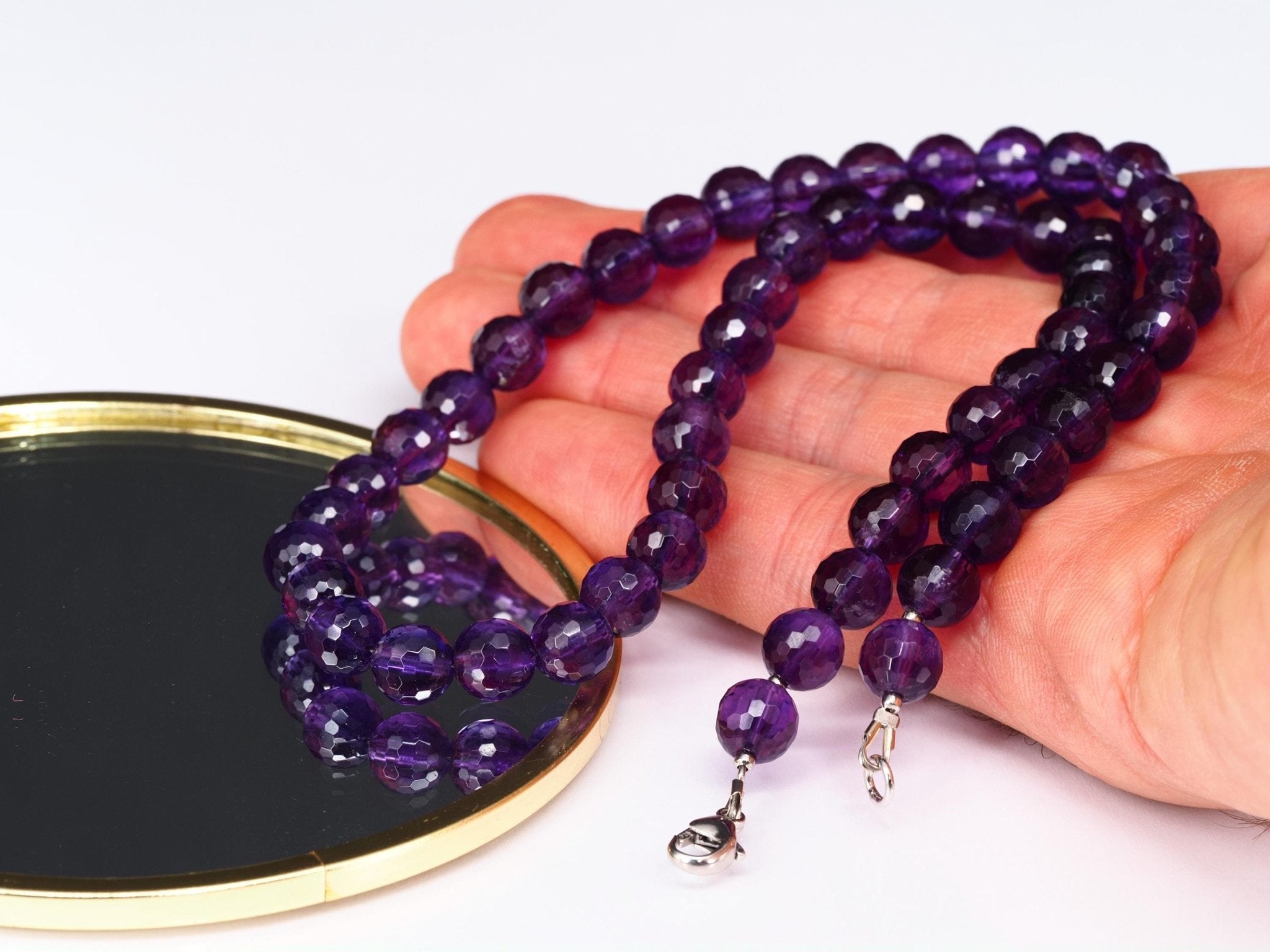 Amethyst Kette facettiert mit 8 mm - 100% Natürliche Edelsteinkette