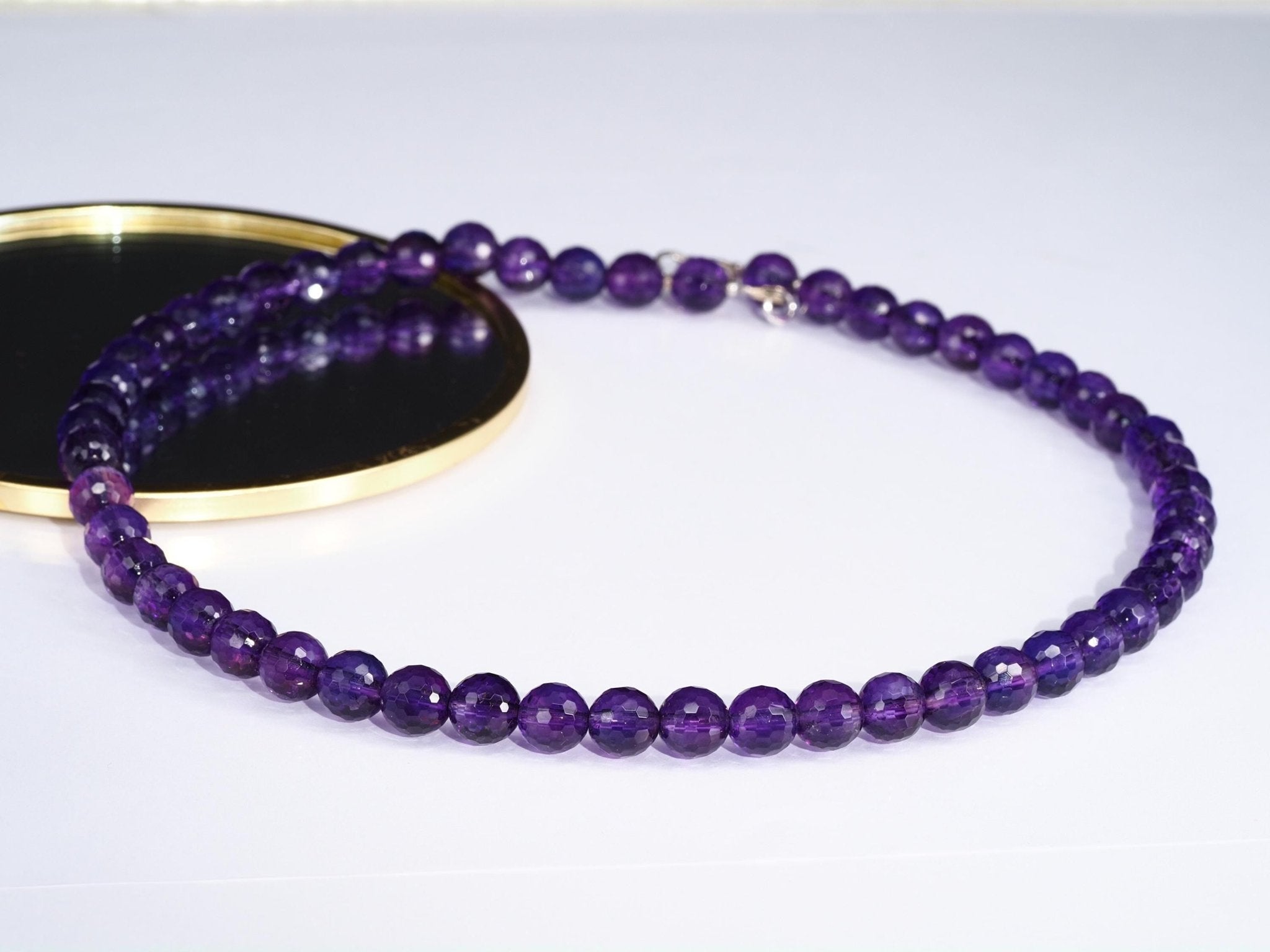 Amethyst Kette facettiert mit 8 mm - 100% Natürliche Edelsteinkette