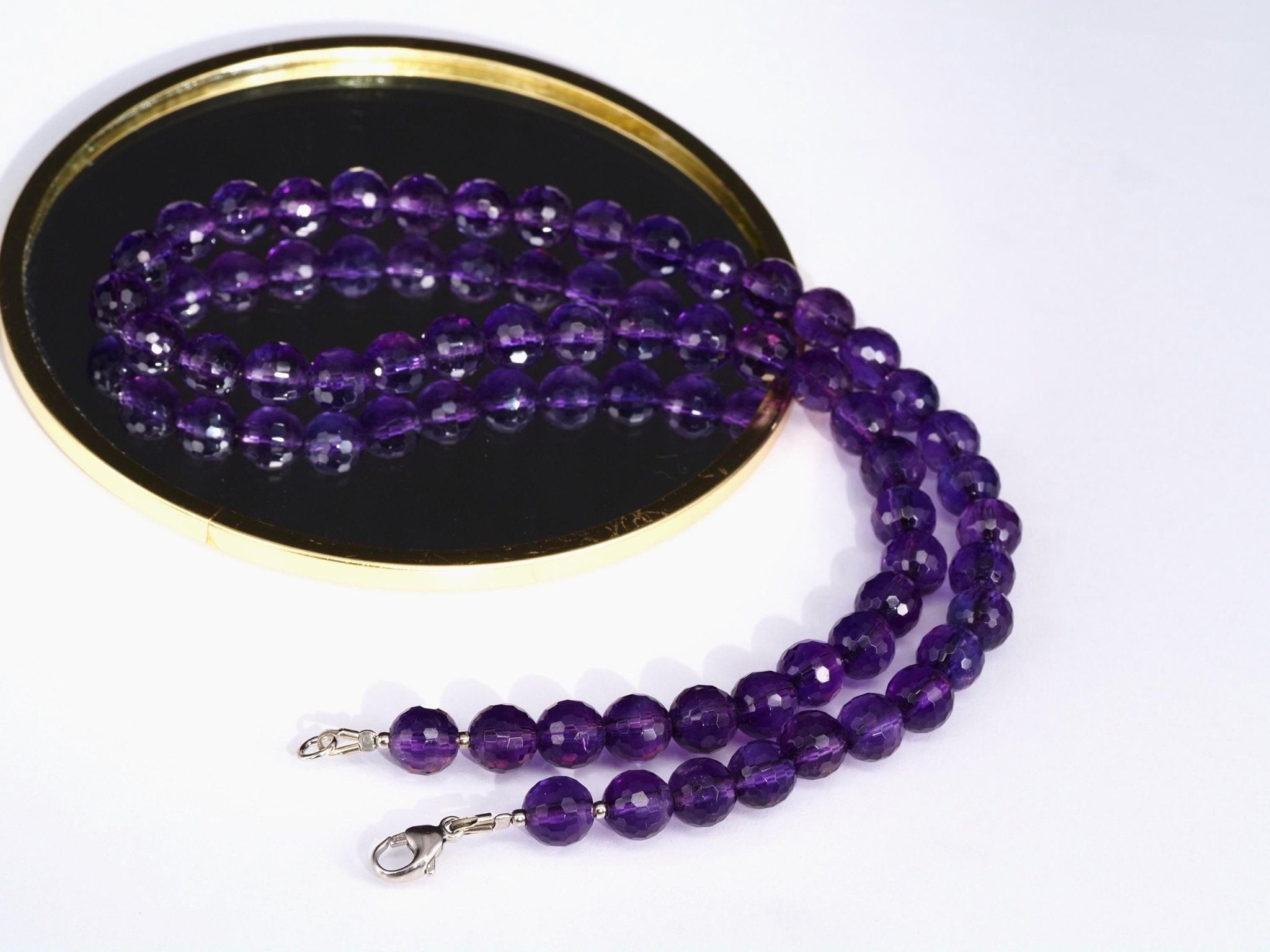 Amethyst Kette facettiert mit 8 mm - 100% Natürliche Edelsteinkette