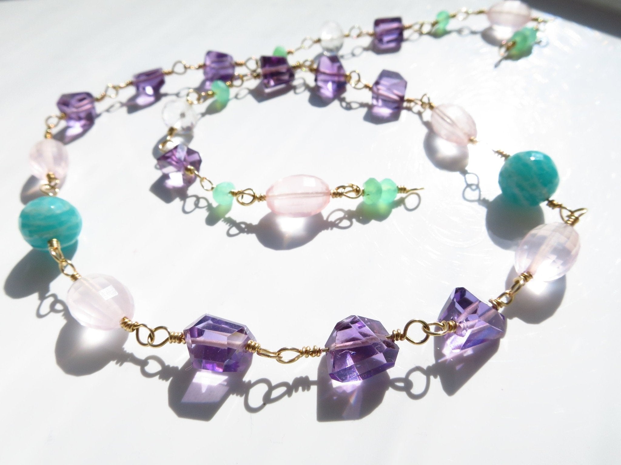 Amethyst Kette Rosary bunte Edelstein Rosenkranz Kette