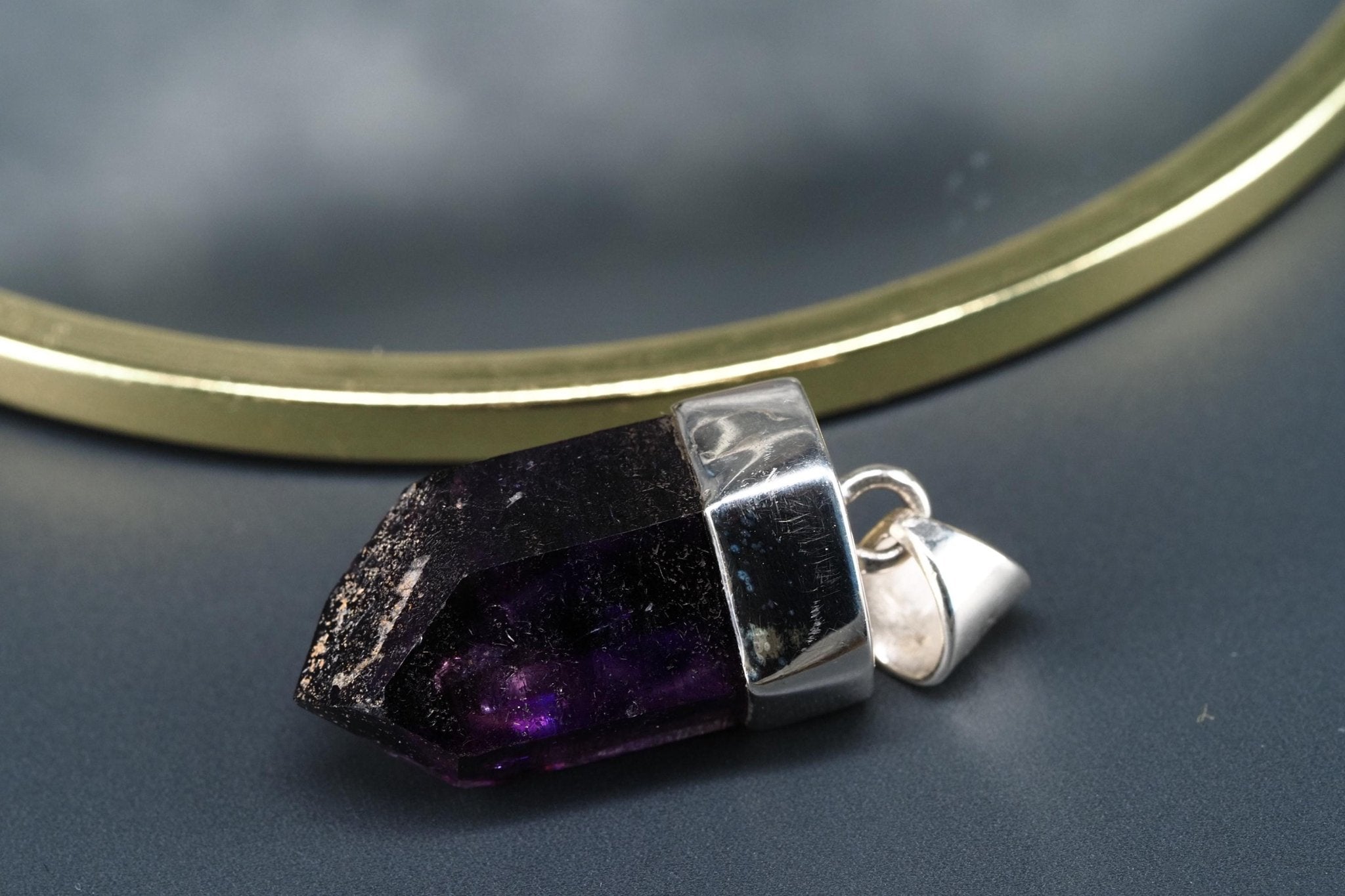 Amethyst Namibia Silber Anhänger Länge mit Öse 34mm