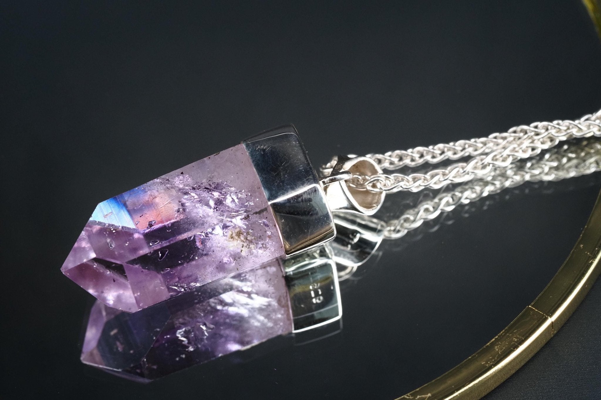 Amethyst Namibia Silber Anhänger Länge mit Öse 39,6mm
